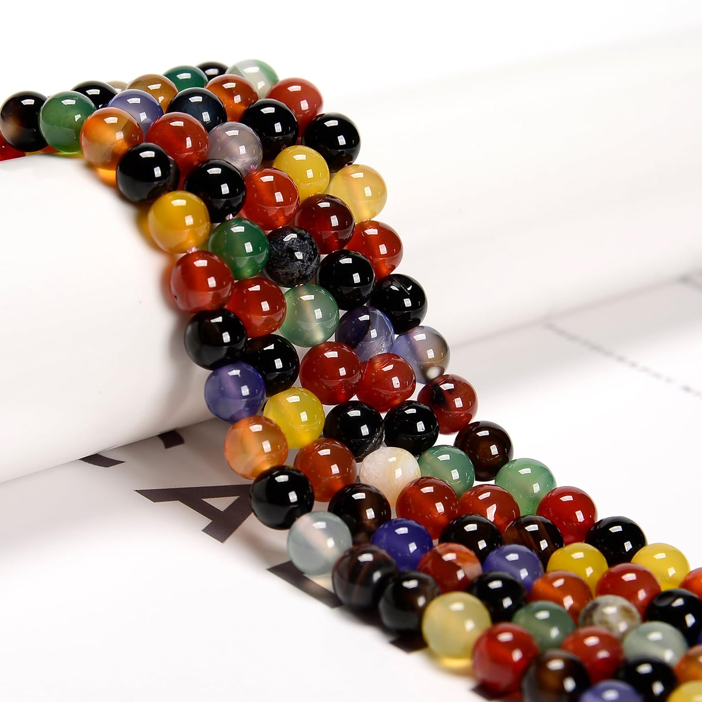 48Pcs 8mm Colorful Agate Natural Round Loose Real Stone Beads Gemstone Genuine for DIY Hand Made Craft Jewelry Bracelet Earring Necklace String Making Energy Healing Power