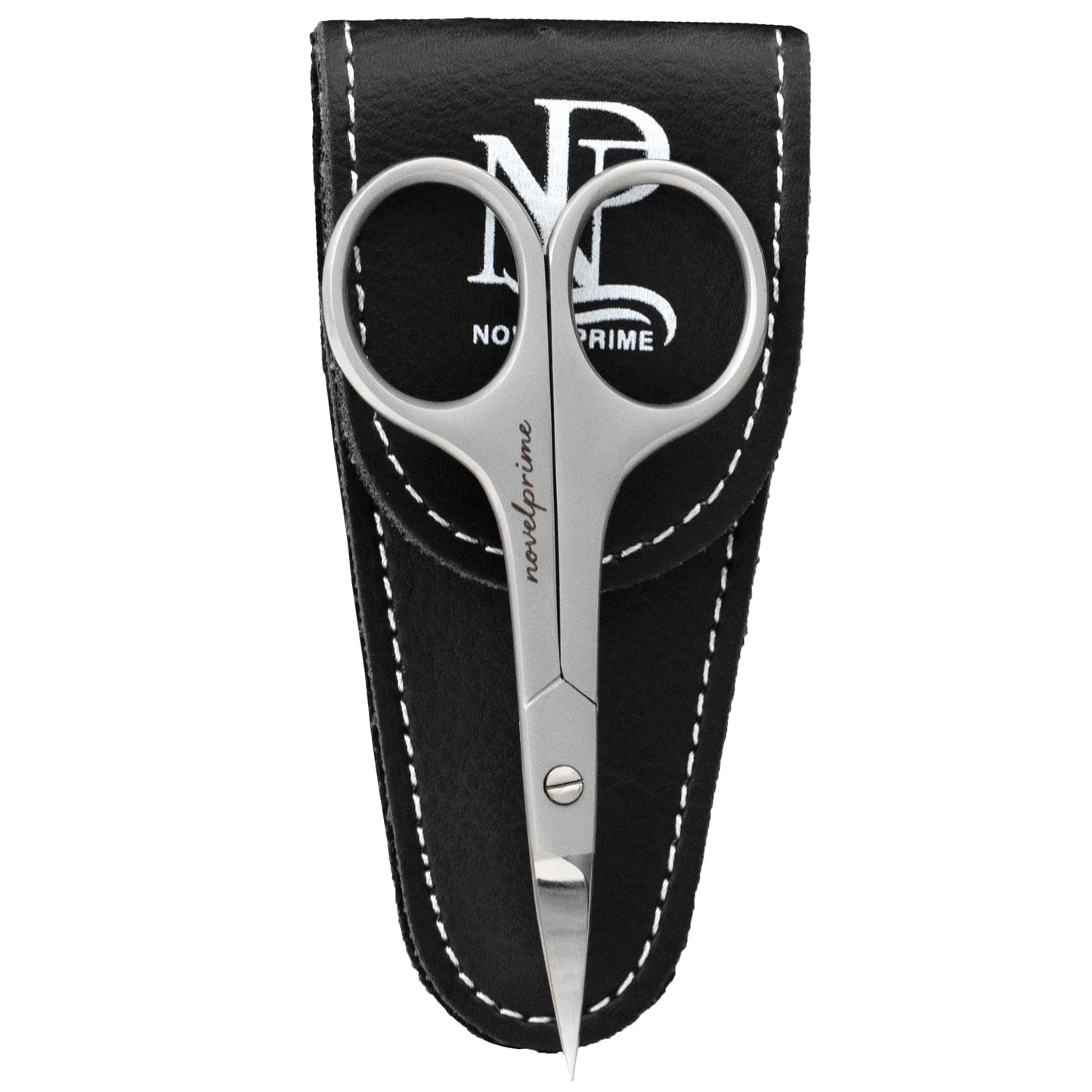 Novel Prime| Stainless Steel Cuticle Scissor with Extra Fine Curved Blade| Nail Scissors for Precise Pointed Tips| Manicure Scissors for Grooming and Eyebrows with Premium Leather Pouch (1 Count)