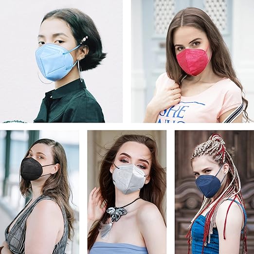 HUHETA KN95 Face Masks 100PCs, 5-Ply Breathable Protective KN95 Mask for Adults Individually Wrapped, Multicolor