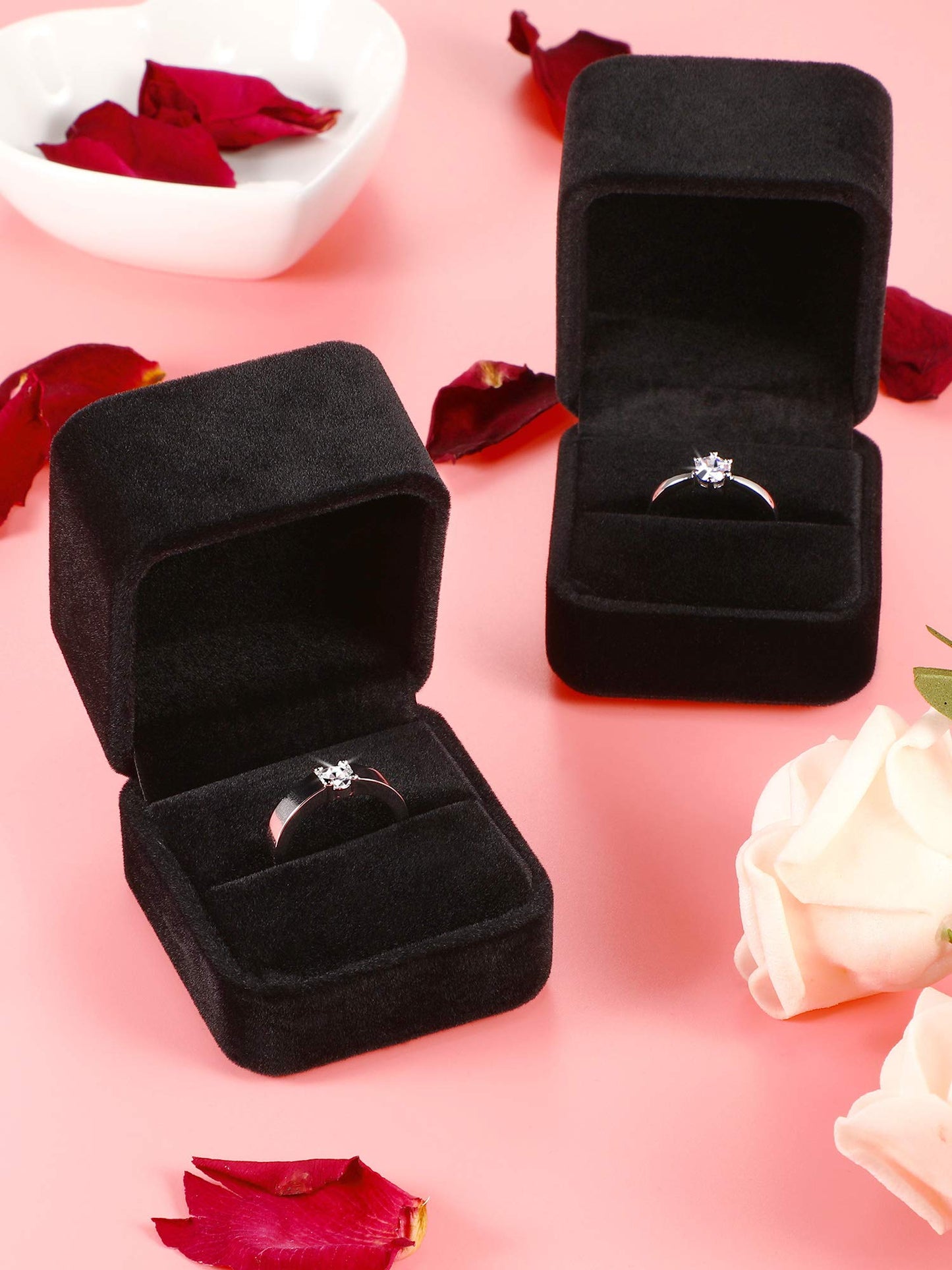Zhanmai 12 Pcs Velvet Ring Box Jewelry Box Earring Jewelry Case Gift Boxes for Women Wedding Anniversary 2.12 x 1.77 x 2 Inch(Black)