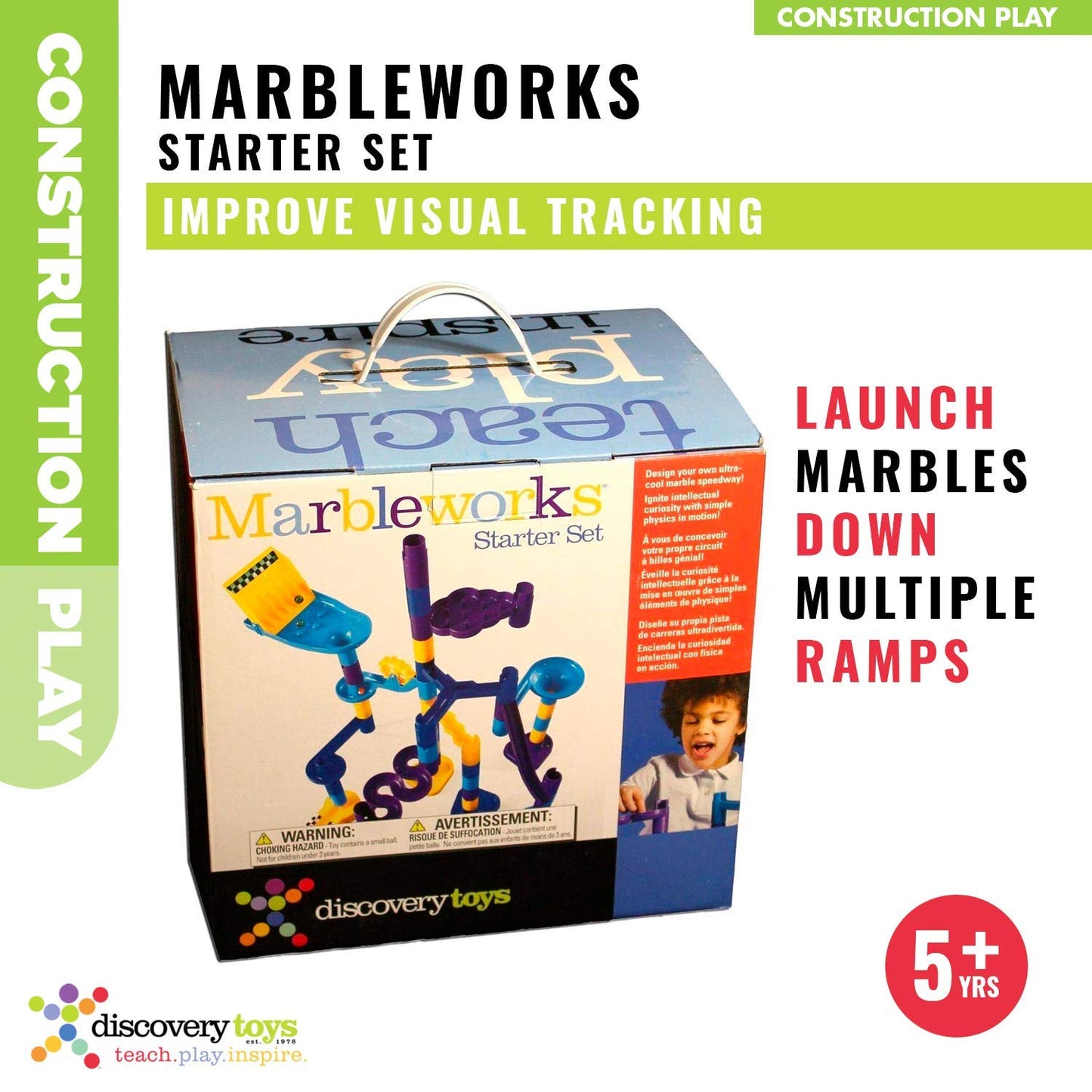 Discovery Toys MARBLEWORKS Marble Run Starter | Kid-Powered Learning | STEM Educational Building Block Toy Learning & Childhood Development 5 Years Old and Up
