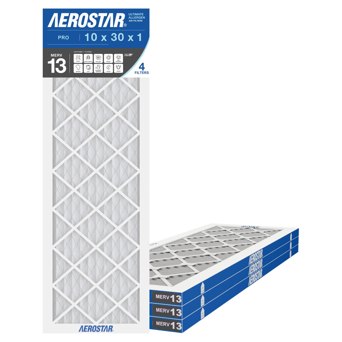 10x30x1 MERV 13 High Efficiency Pleated Air Filter (4 Count)