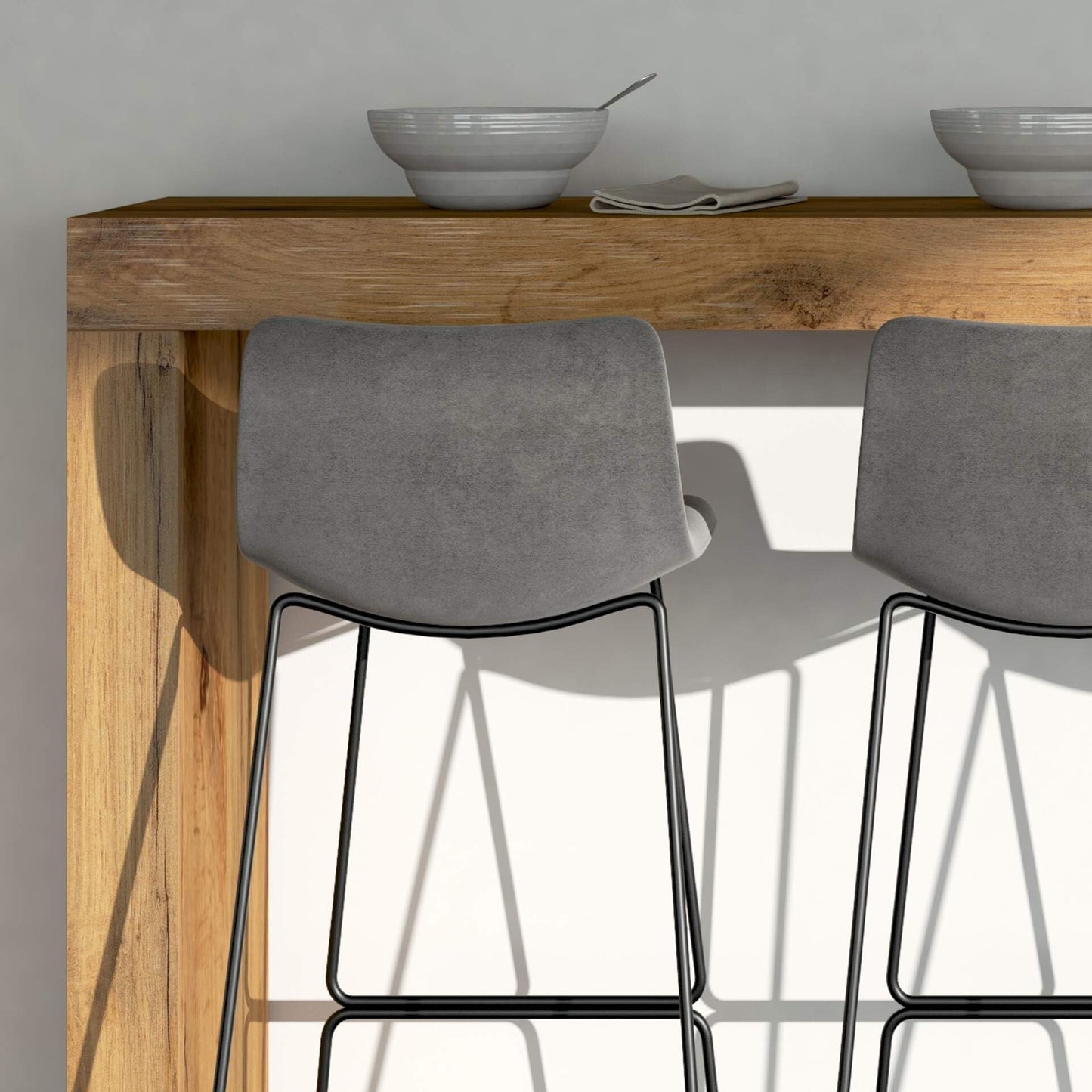 Mobili Fiver, Evolution High Table 70.9 x 15.7 in, Rustic Oak, High Top Table for 3 People, Bar Table, Kitchen Island, Counter Height Bar Table, Italian Furniture
