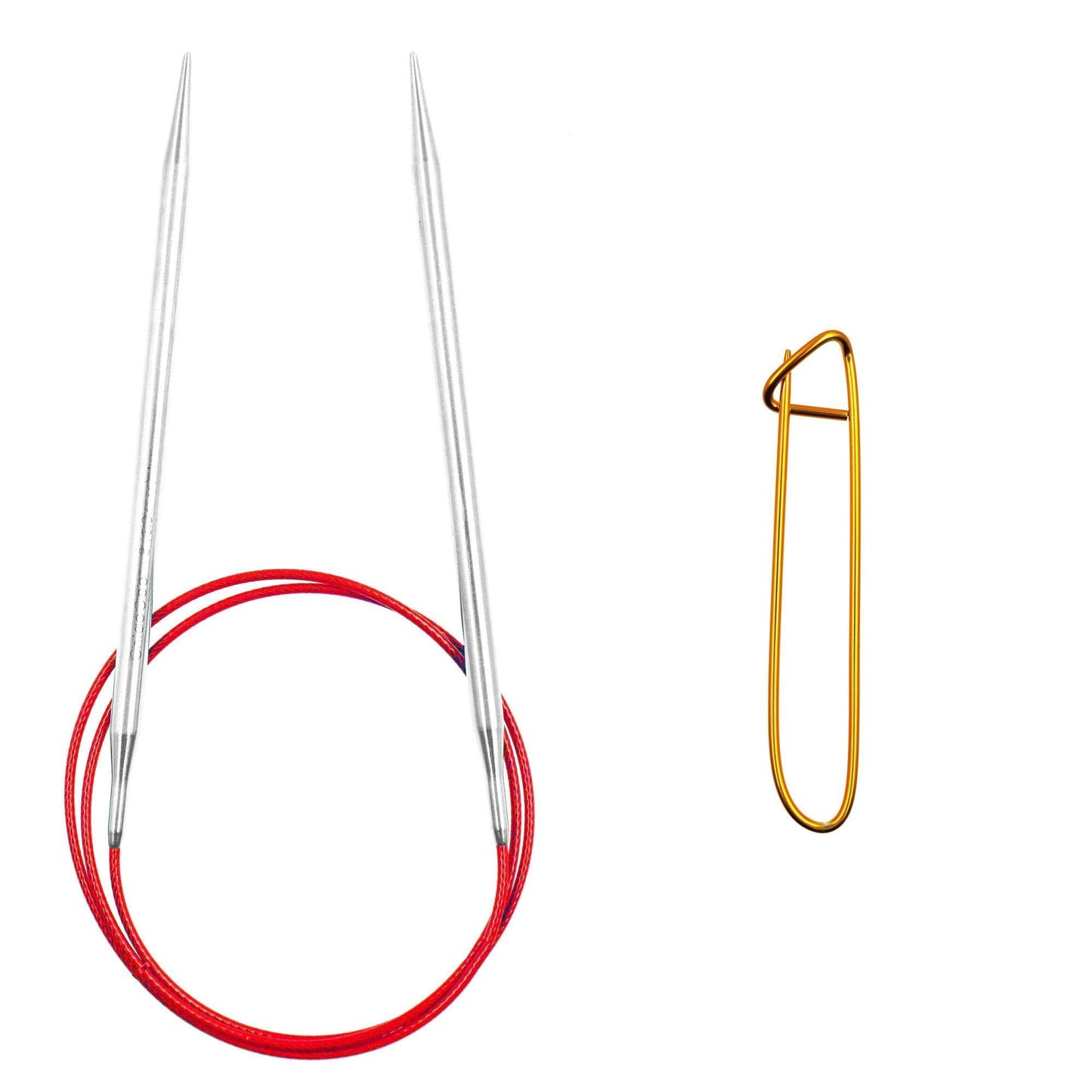 ChiaoGoo Red Lace 40 inch (102cm) Circular Knitting Needles US Size 2 (2.75mm) Stainless Steel 7040-2 with Stitch Holder