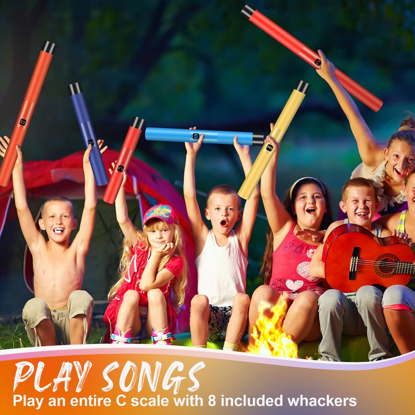Silipull 16 Pcs Musical Sound Tube Percussion Tube Set with Percussion Caps Music Instruments for Outdoor Classroom