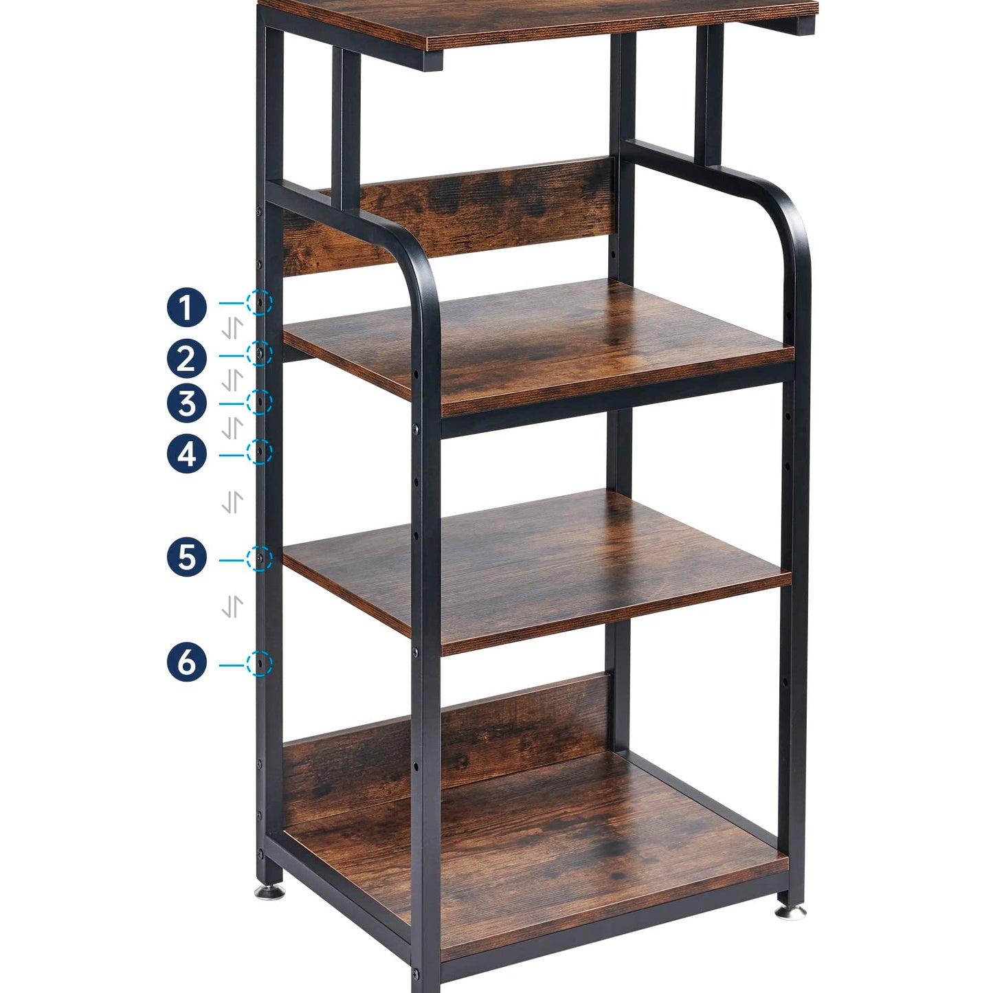 Fannova 4-Tier Printer Stand with Adjustable Storage Shelf, Large Tall Printer Table with Wheels for Home Office Small Spaces Organization, Rustic Brown