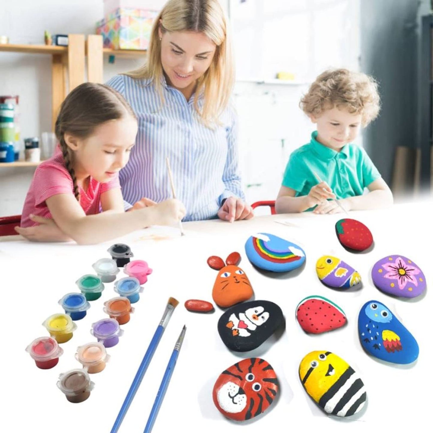 lifetop 50PCS Painting Rocks, Natural DIY Rocks Flat & Smooth Kindness Rocks for Arts, Crafts, Decoration, Medium & Small Rocks for Painting ，1.5"-3"Hand Picked for Painting Rocks