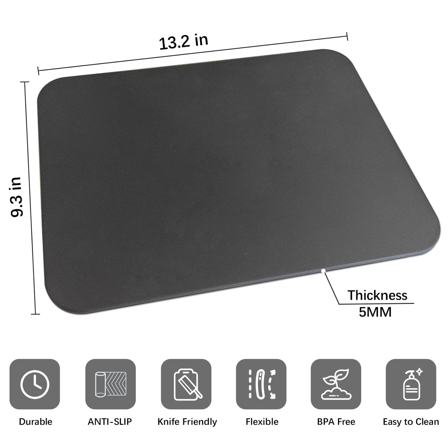 ZVP Thick TPU Cutting Boards for Kitchen, Rubber Flexible Cutting Board Mats, Nonslip Silicone Chopping Mats Foldable BPA Free Knife Friendly Non-Toxic Dishwasher Safe