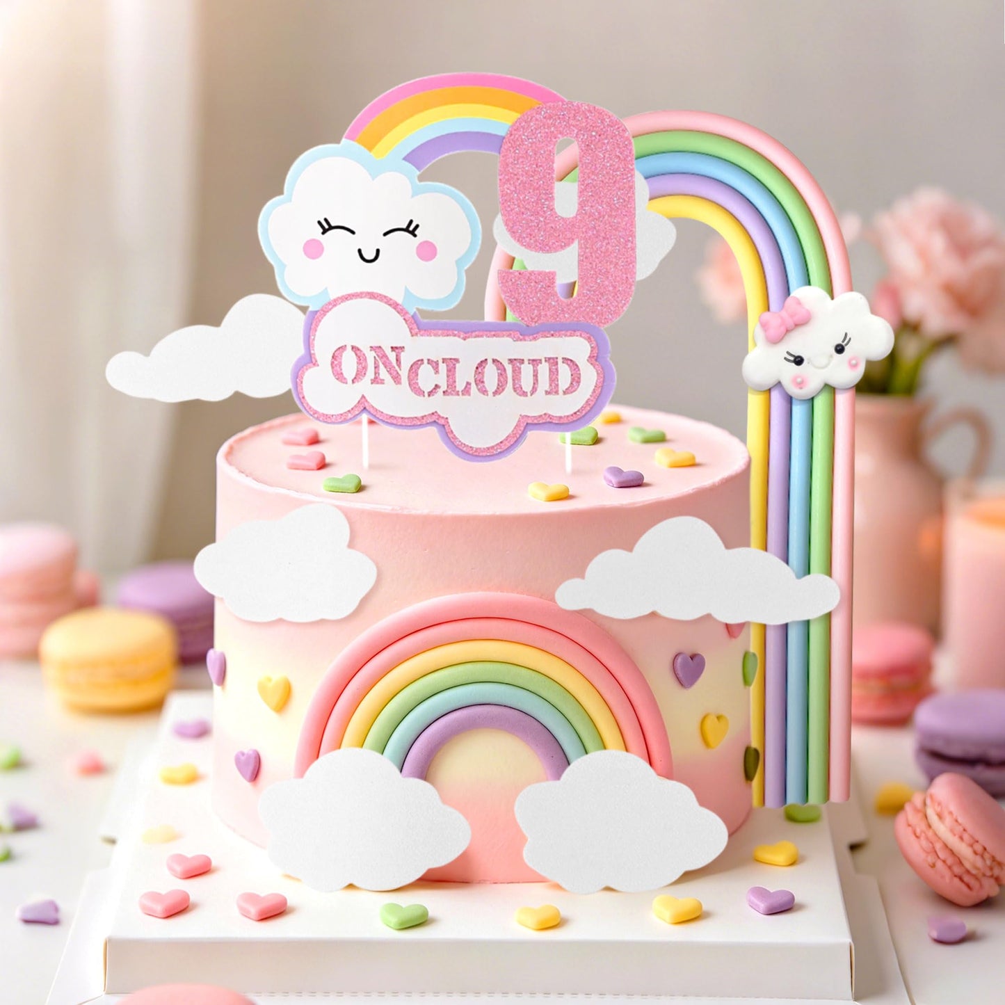 LaVenty On Cloud 9 Cake Decoration Topper 9th Birthday Cake Decoration 9th Bday Party Supplies Clouds