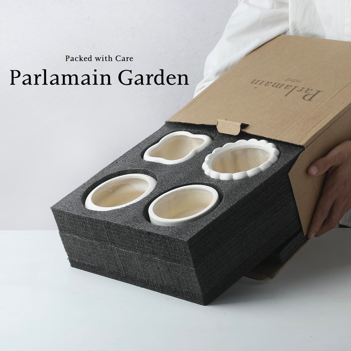Parlamain Ceramic Succulent Pots Set of 4 Small Planters for Indoor Plants 4x4 Inch Decorative Plant Pots Modern Home Decor