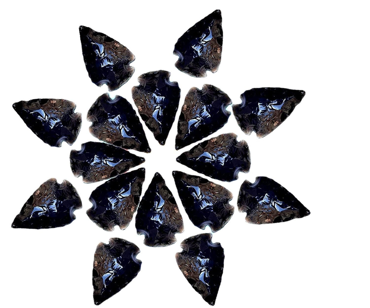 2" Black Obsidian Arrowhead with Carry Pouch, Natural Crystal and Healing Stone Flint Rock Arrow Head, Arrowhead Agate Stones for DIY Project Craft Point Jewelry Making