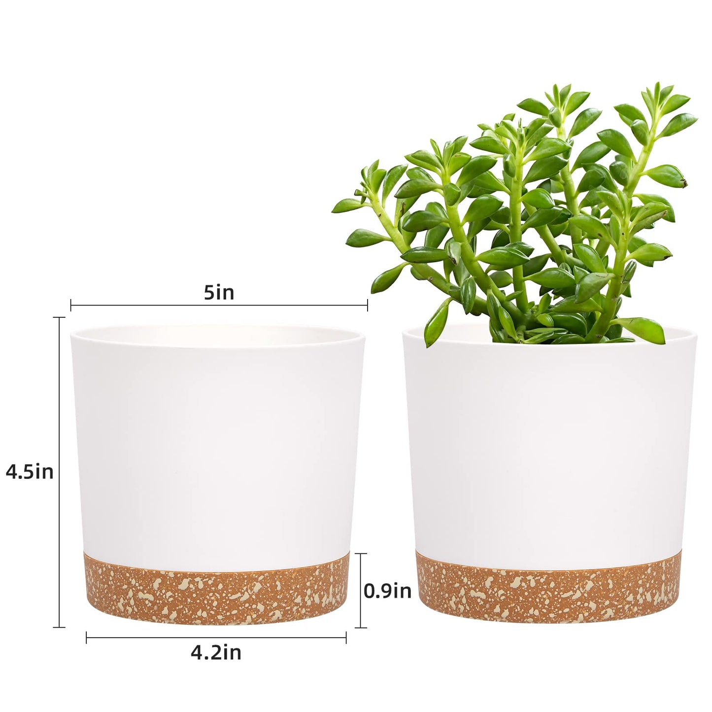 QCQHDU 5 inch Plant Pot, 2 Pack Planters for Indoor Plants with Drainage Holes & Saucer, Outdoor Flower Pots Home Garden Modern Decor