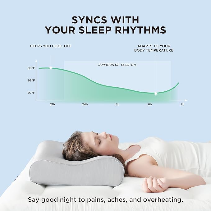 Bedsure Cervical Neck Support Pillow for Sleeping, Ergonomic Odorless Memory Foam Cervical Contour Pillow for Side, Back Sleepers, Stomach Sleeper