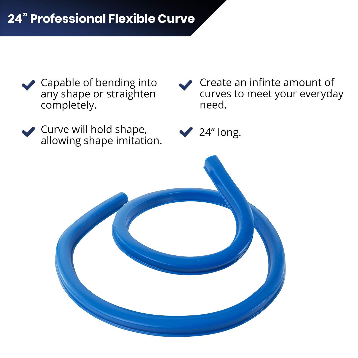 Pacific Arc Flexible Curve 24" with Inking Edge, For Drawing, Pattern making, Engineering, Stencil making