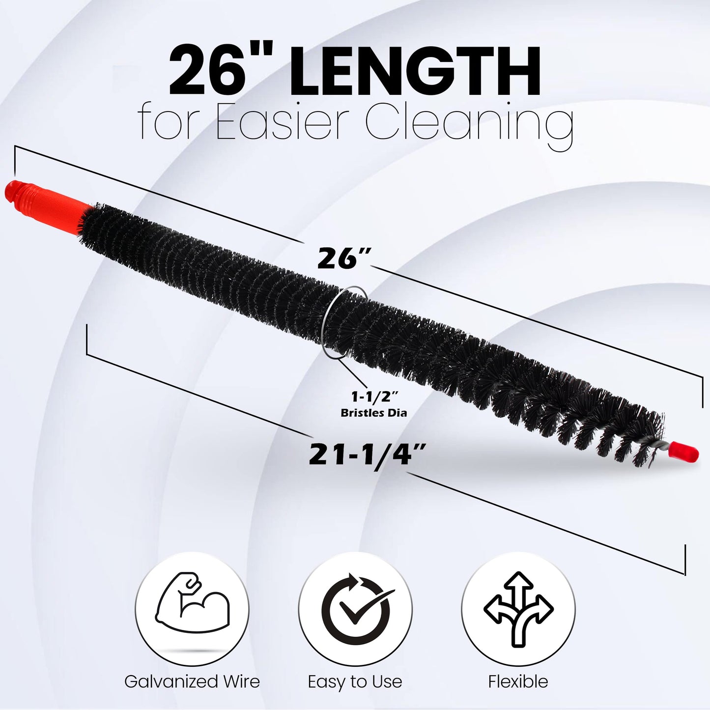Vanitek Dryer Lint Brush Vent Cleaner, Long Flexible Refrigerator Condensor Coil Cleaning Brush, Fridge and Radiator Cleaner Brush, 26 Inch,2 PC