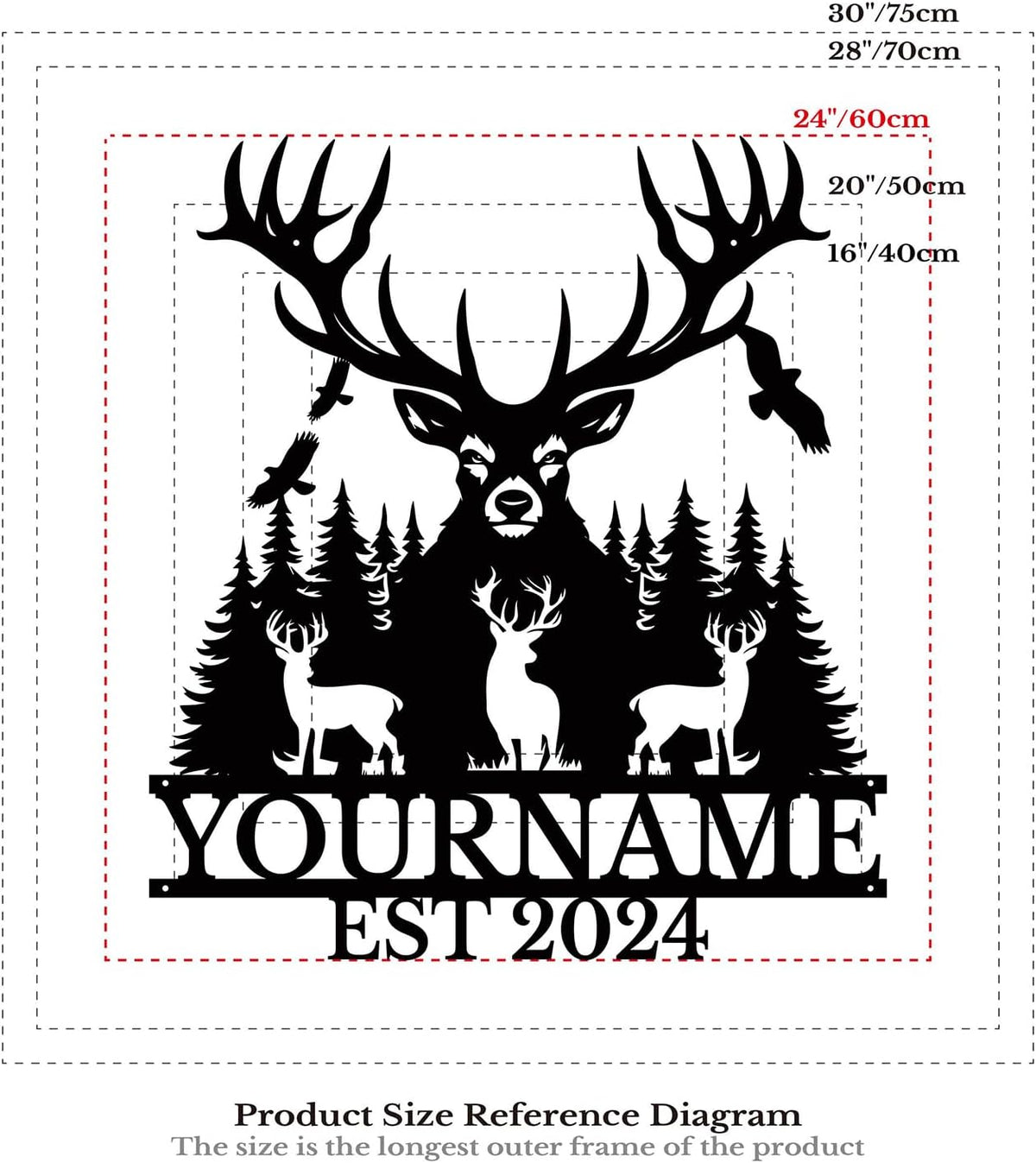 Personalized Metal Signs: Custom Shed Wall Decor, Black Deer Wall Art, Home Signs Plaques, Outdoor Decorative Signage (Style A)