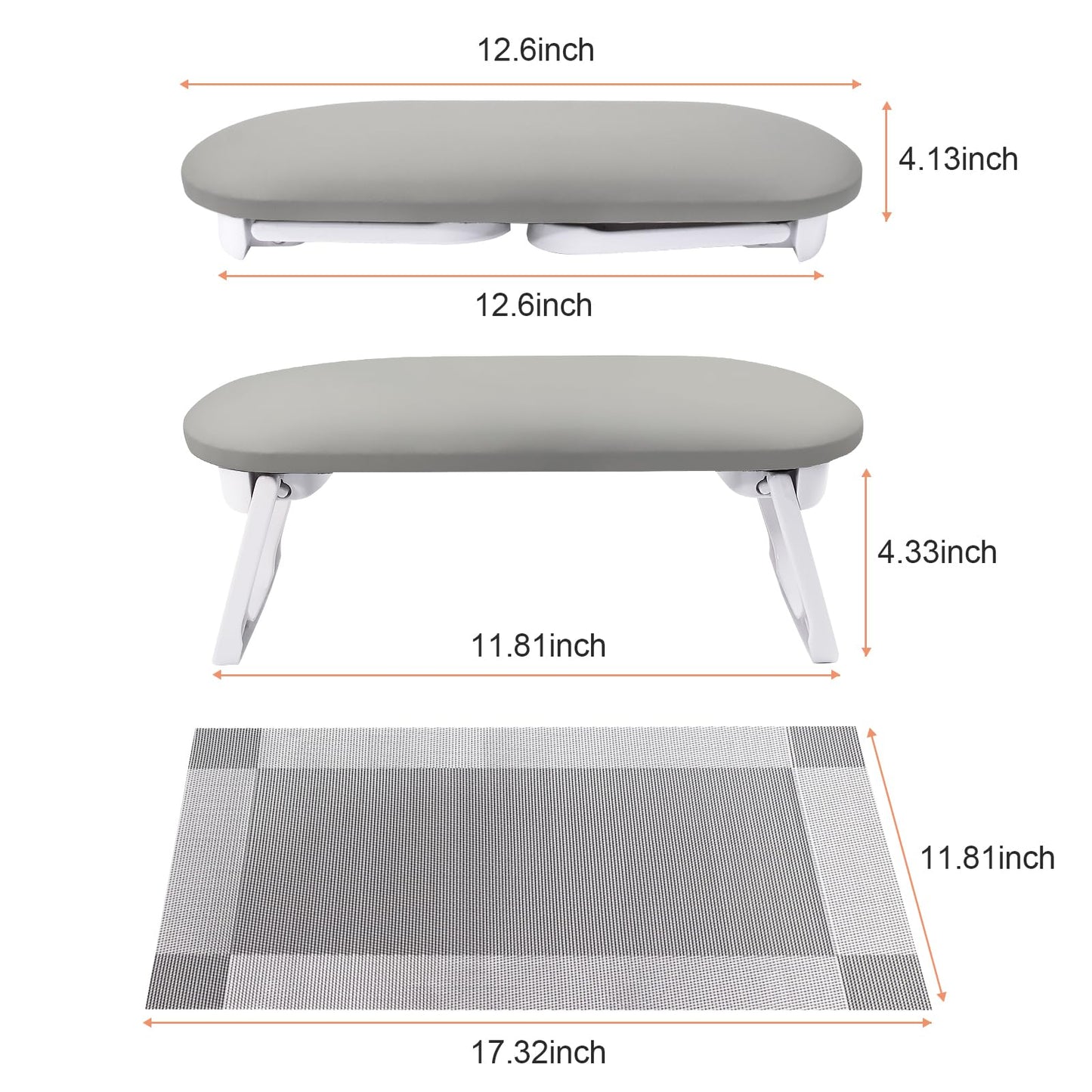 Subay Arm Rest for Nails Tech, Foldable PU Leather Nail Hand Rest for Hand Holder, Nail Stand Pillow with Nail Art Desk Mat for Manicure, Nail Supplies Tech for Salon Home Use - Dark Grey