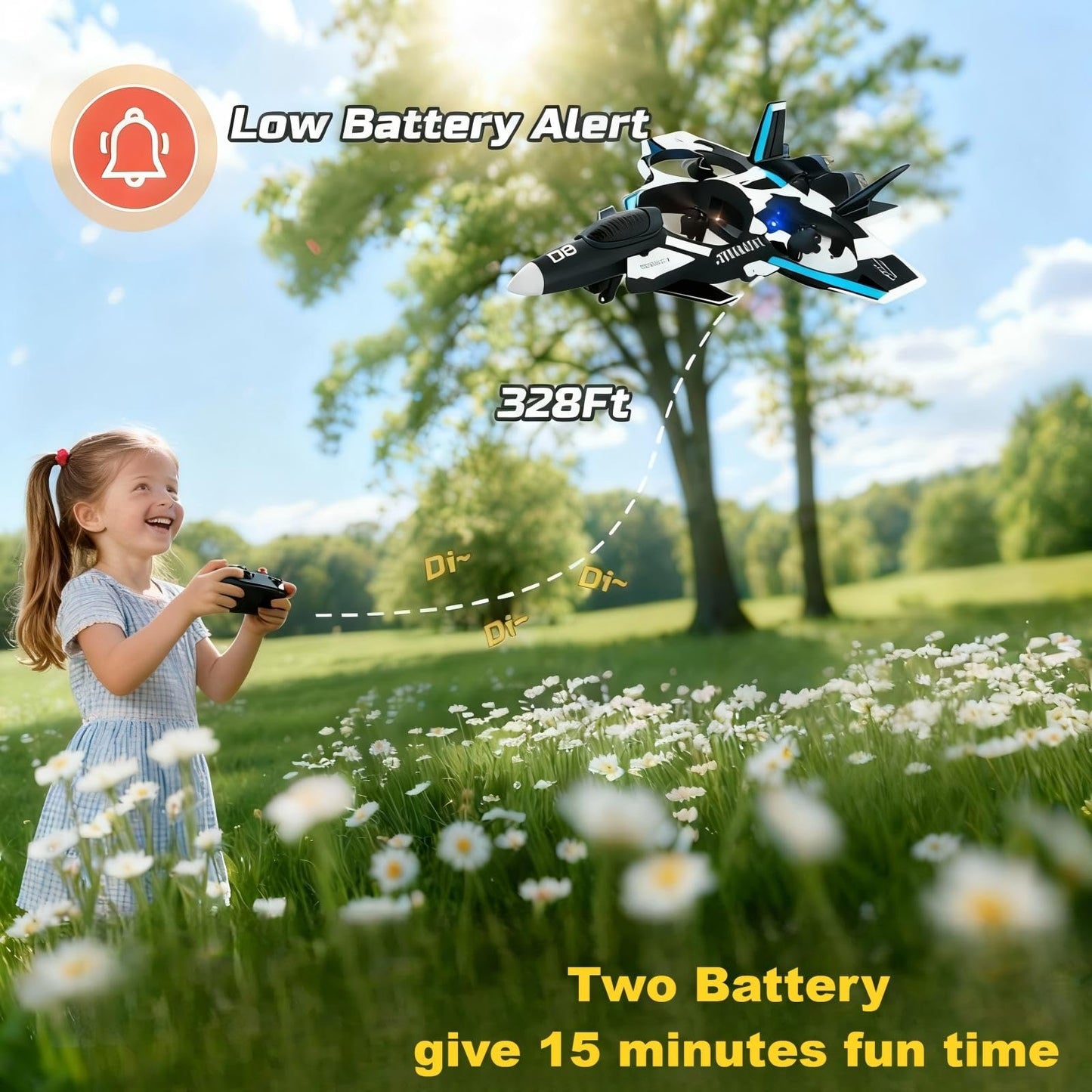 BEACONDESI F47 RC Fighter Drone for Kids, Remote Control Airplane with Altitude Hold, RC Jet Drone Toy with LED Lights, Easy to Fly RC Airplane for Beginners Boys Girls