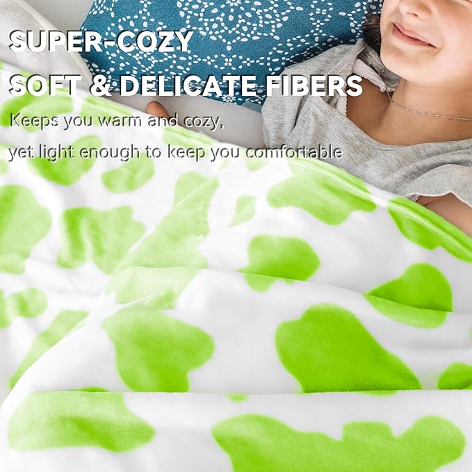 Lime Green Throw Blanket - Cozy Lightweight Fuzzy Fleece Throw for Couch, Bed, Sofa, Home Decor, Travel, Camping | Christmas Birthday Gifts for Girls, Women, Teens 50"x60"