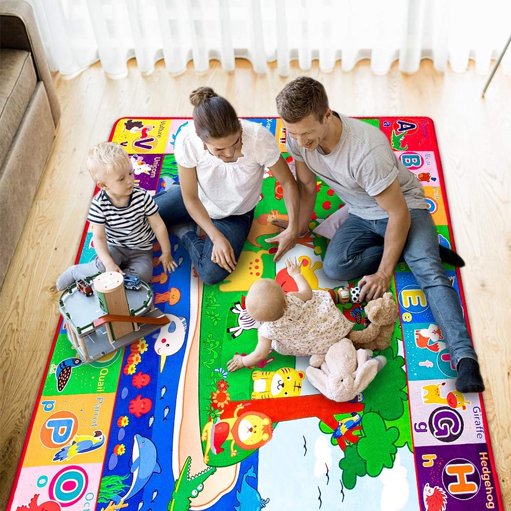 teytoy Baby Cotton Play Mat, Crawling Mat for Floor Mat Large Super Soft, Extra Thick (0.6cm), Plush Surface Foldable Non-Slip Non-Toxic