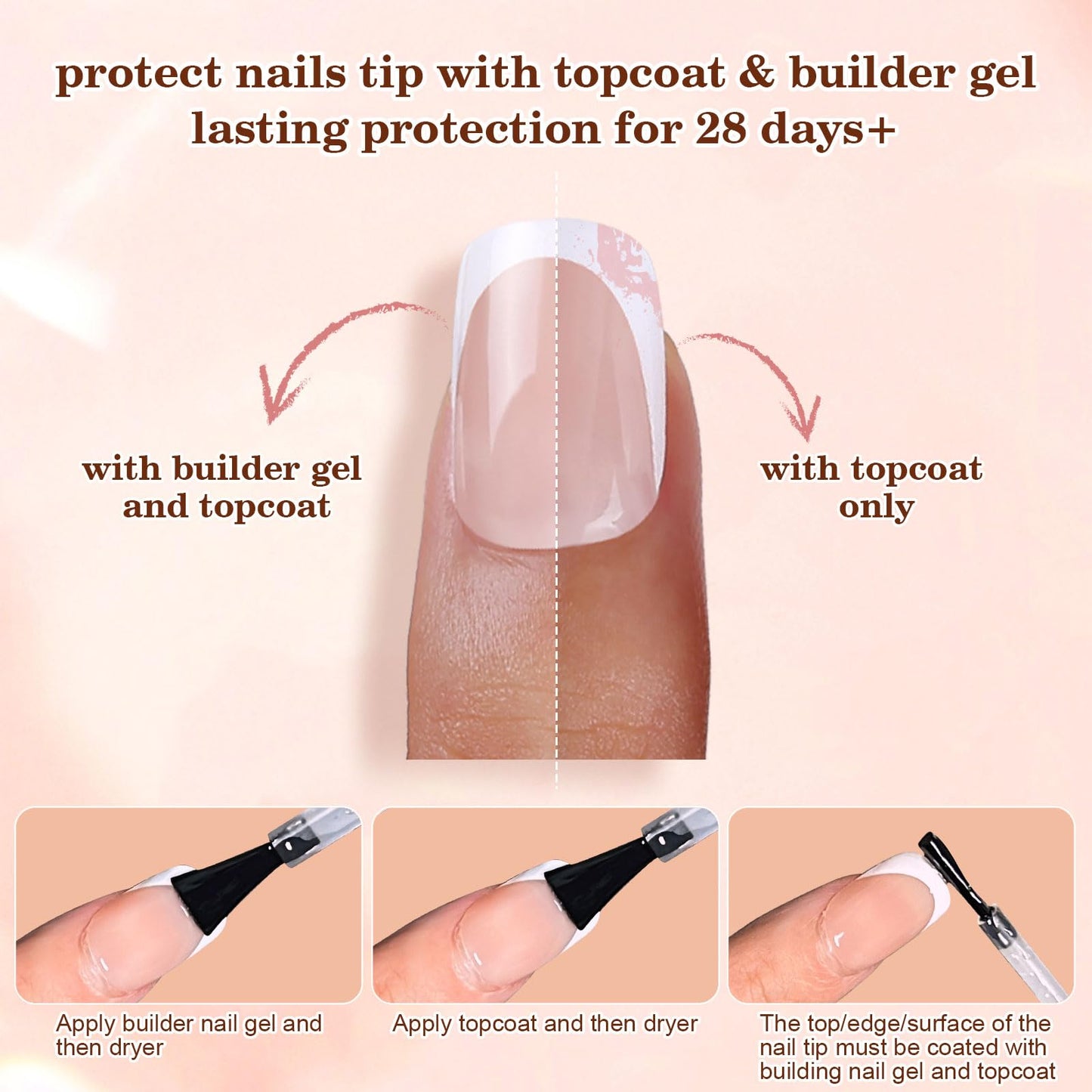 Dsixnails Short Deep Pink Glitter Base Soft Gel Nail Tips, 160Pcs Square French Tip Press On Nails, Pre-Lasting Acrylic Fake Nails, Soak Off Full Cover Nails Extension for Women Girl 16Sizes