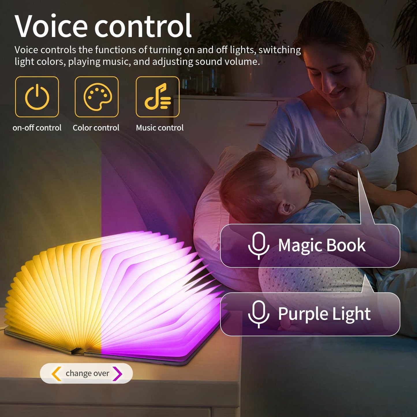 QXMGCBOK Novelty 3D Dragon Embossed Magic Book Lamp,Personalized Night Light,Sleep aid Machine,Sound Machine for Sleeping， Unique Gifts