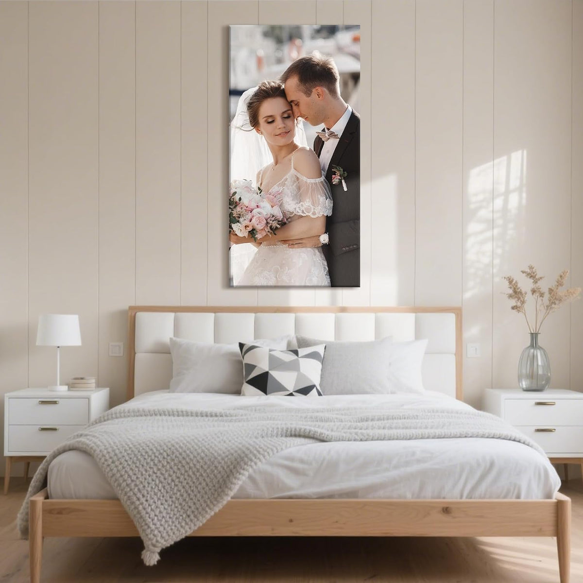 Personalized Custom Canvas Prints with Your Photos & Text, Customized Picture Print, Transform Own Images Into Framed Wall Art Digitally Printed Photo to Canvas, Keepsakes Gifts for Family 8x16’’