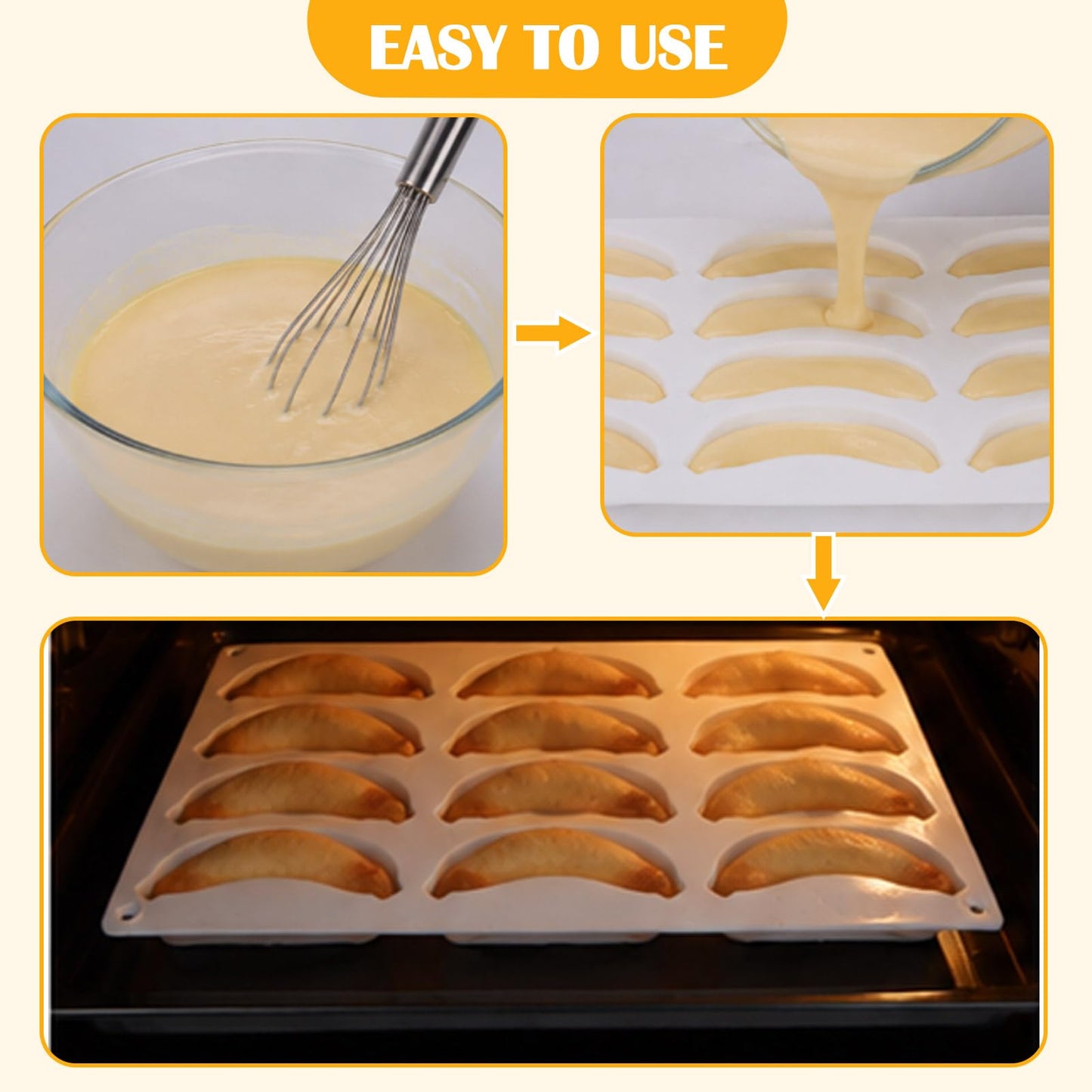 Palksky Banana Silicone Molds, 12 Cavity 3D Banana Shape Baking Mold for Chocolate, Cake, Dessert, Pudding, Bread, Ice Cube, Non-Stick Fruit Pastry Molds