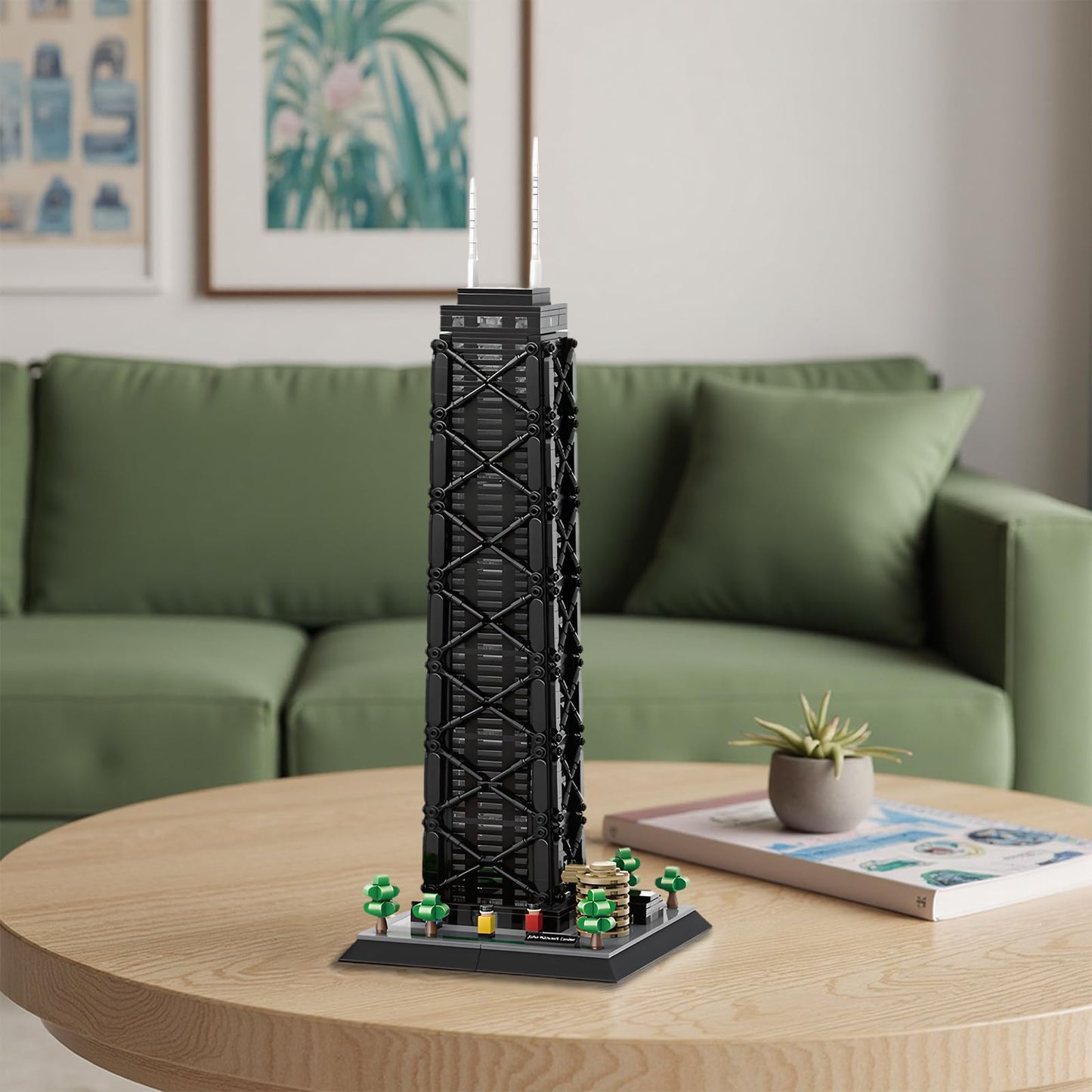 CSNRHG John Hancock Center Chicago Architecture Model Building Blocks Sets The Office Landmarks Skyline Set Toys Collection for Kids Adults 1284Pcs