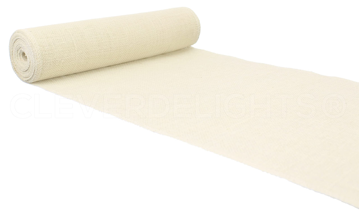 CleverDelights 14" Ivory Burlap Roll - Finished Edges - 10 Yards - Jute Burlap Fabric