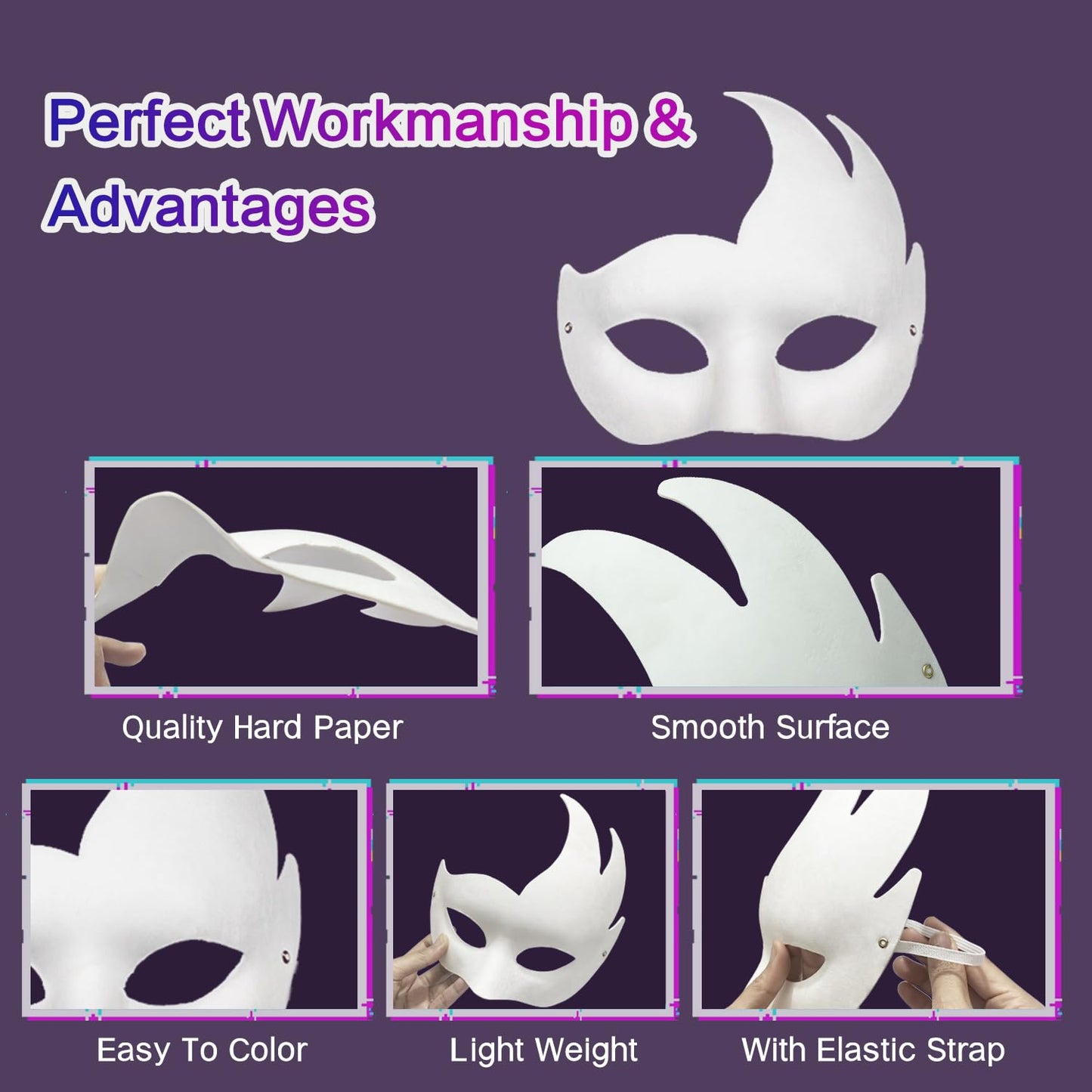 Hcaiip 15 PCS DIY White Masquerade Masks DIY Paper Blank Half Face Mask Craft Art Plain Paintable Mardi Gras Masks Halloween Party Mask