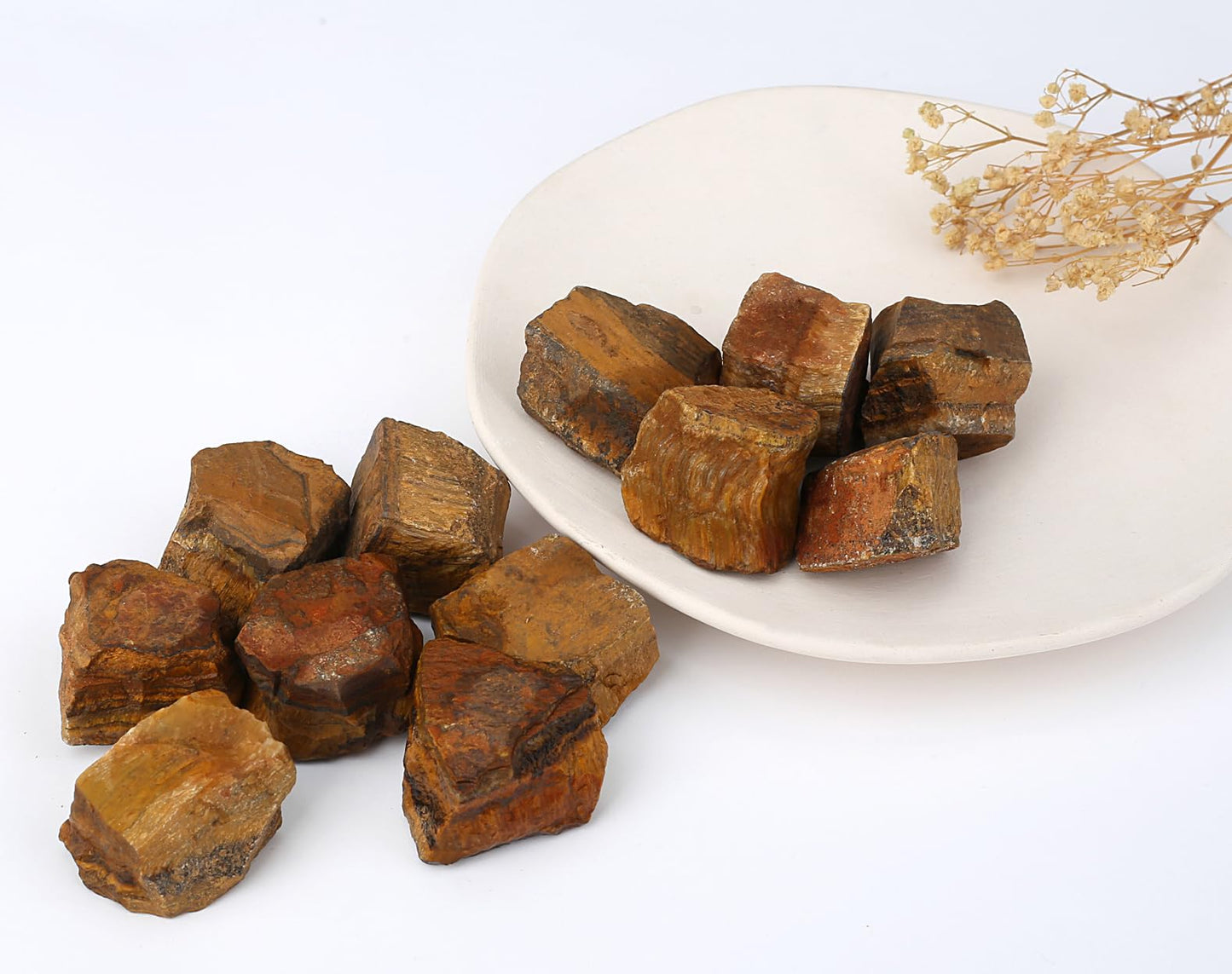 MAIBAOTA Tiger Eye Crystal Stones 1" Natural Raw Crystals Bulk Rough Gemstones Rocks for Tumbling Polishing Cutting Decorative Stone