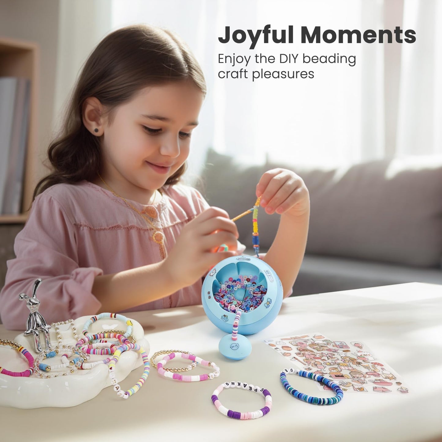 Tilhumt Bead Spinner Kit, 3826Pcs Bracelet Spinner Kit Electric Bracelet Maker Machine with Beginner Friendly Positioning Mat and 18 Colors Polymer Clay Beads for Jewelry Bracelets Making