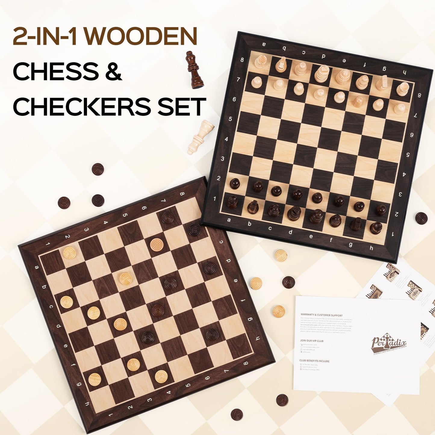 Peradix Magnetic Chess Set 12 Inch Classic 2 in 1 with Chess Pieces, Wood Board Box with Storage, 2 Extra Queens, Wooden Chess Board Games for Kids and Adults, Family Educational Gift Sets