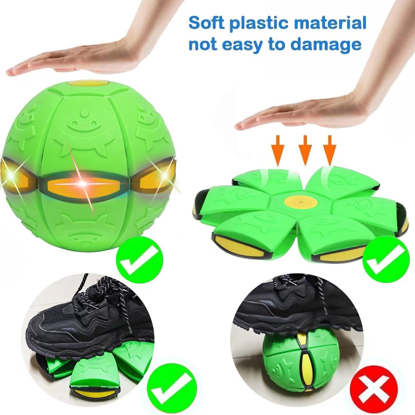 Changexinyue 2-in-1 Dual Form Freely Switchable Magic Bouncing Ball Toy with Six Light Suitable for Indoor & Outdoor