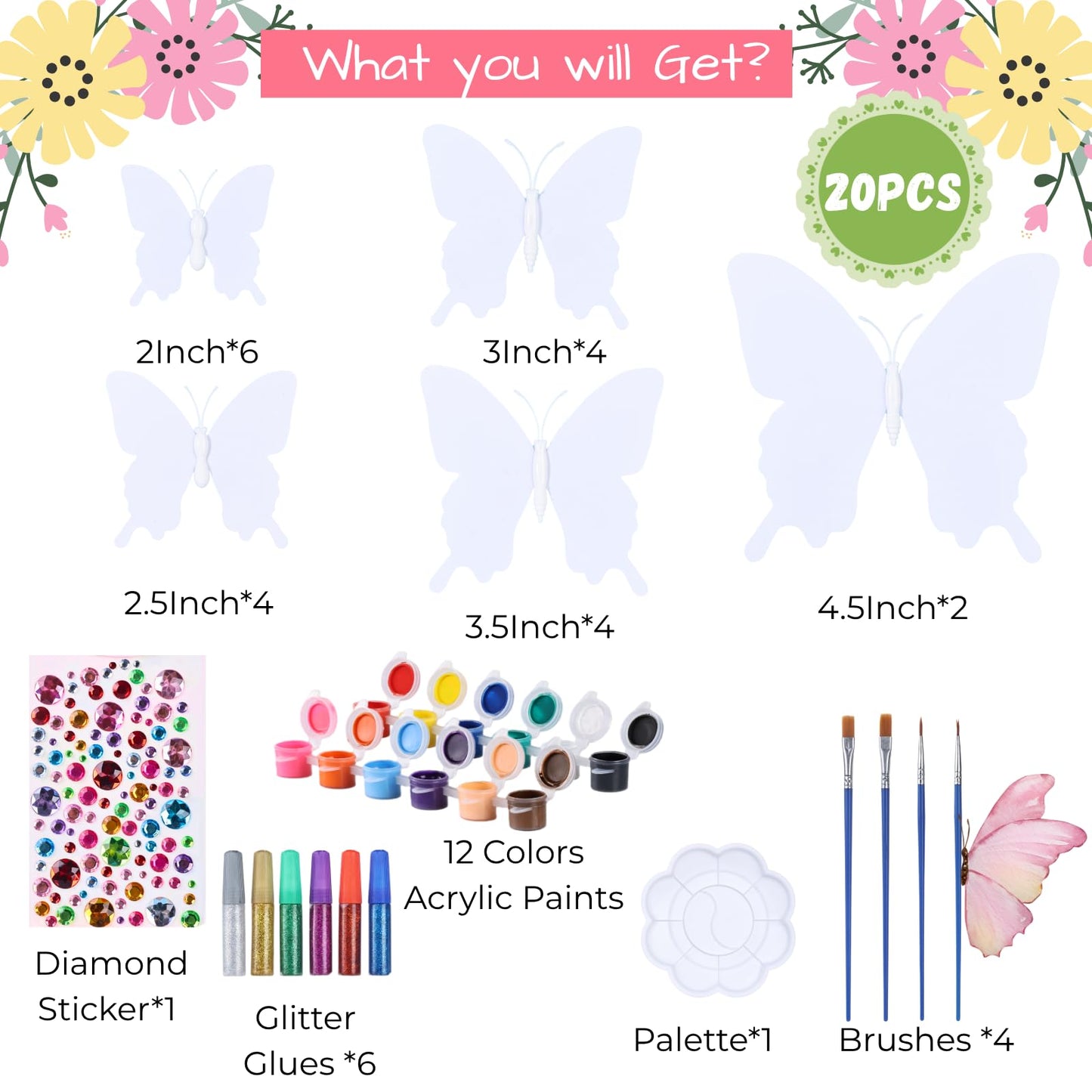 SOLDAY Butterfly Magnet 20 Pieces, Creativity Arts & Crafts Kit to Decorate Your Home,for Birthday Party Favors