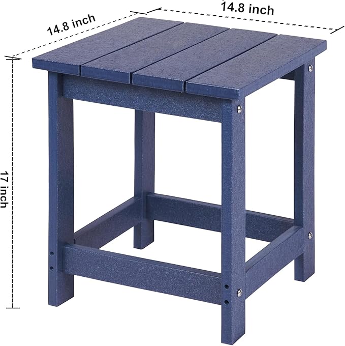 LZRS Adirondack Square Outdoor Side Table for Patio, Pool Composite Patio Table,HDPE End Tables for Backyard,Pool, Indoor Companion, Easy Maintenance & Weather Resistant(Dark Blue)