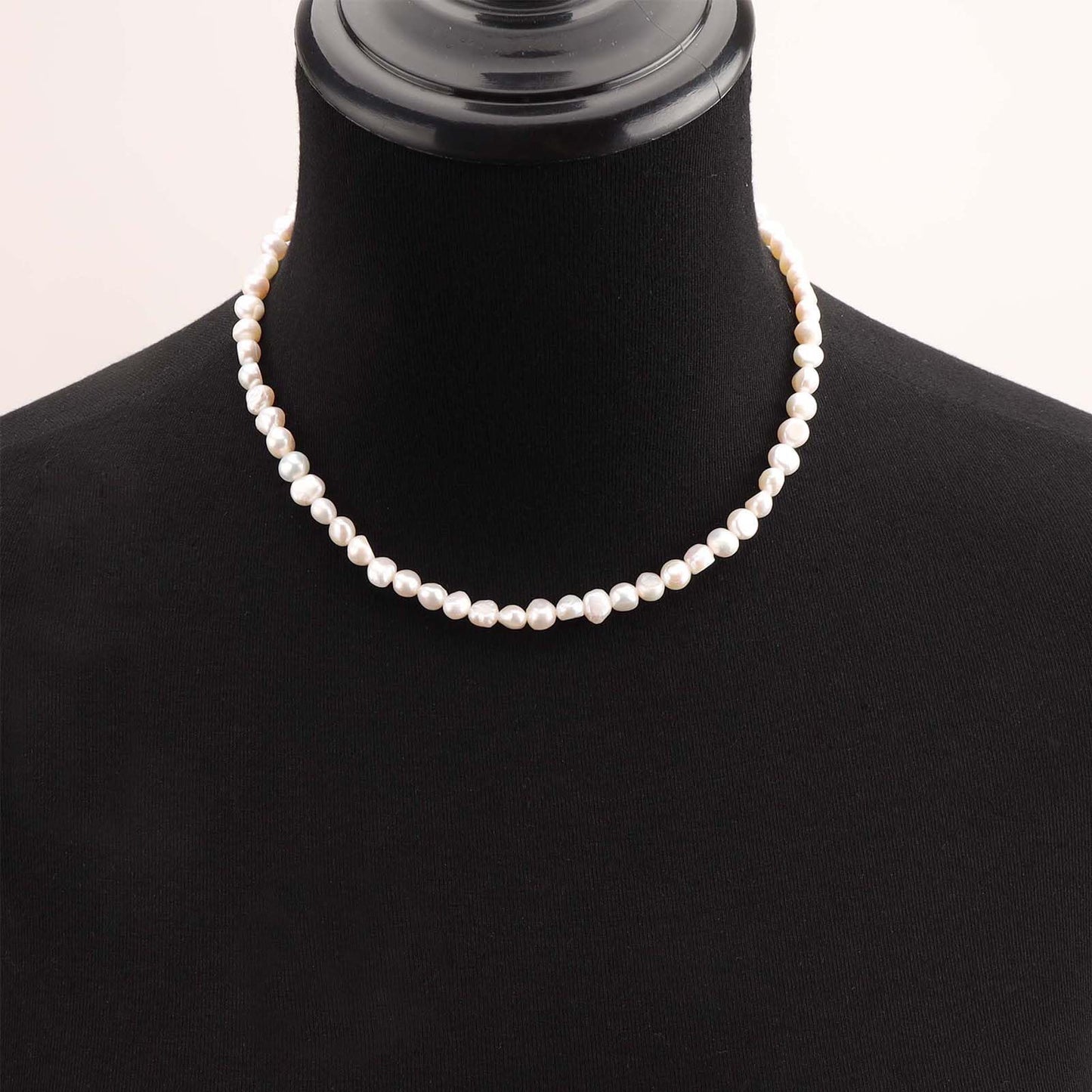BaubleStar Natural Freshwater Baroque Pearl Necklace White Cultured Pearls Beaded Choker for Women Classic Elegant Jewelry for Wedding Bride Bridesmaids