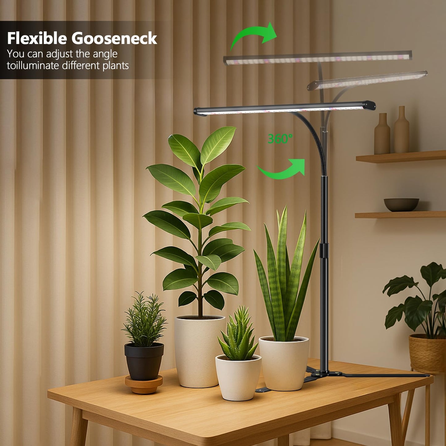 GYTF Super-Bright Plant Grow Light, 6000K 108LEDs Full Spectrum Plant Lamp with Timer 4/8/12Hrs & Height Extendable for Home Office Desktop Indoor Plants, 12V 3A High Power Output for Faster Growth