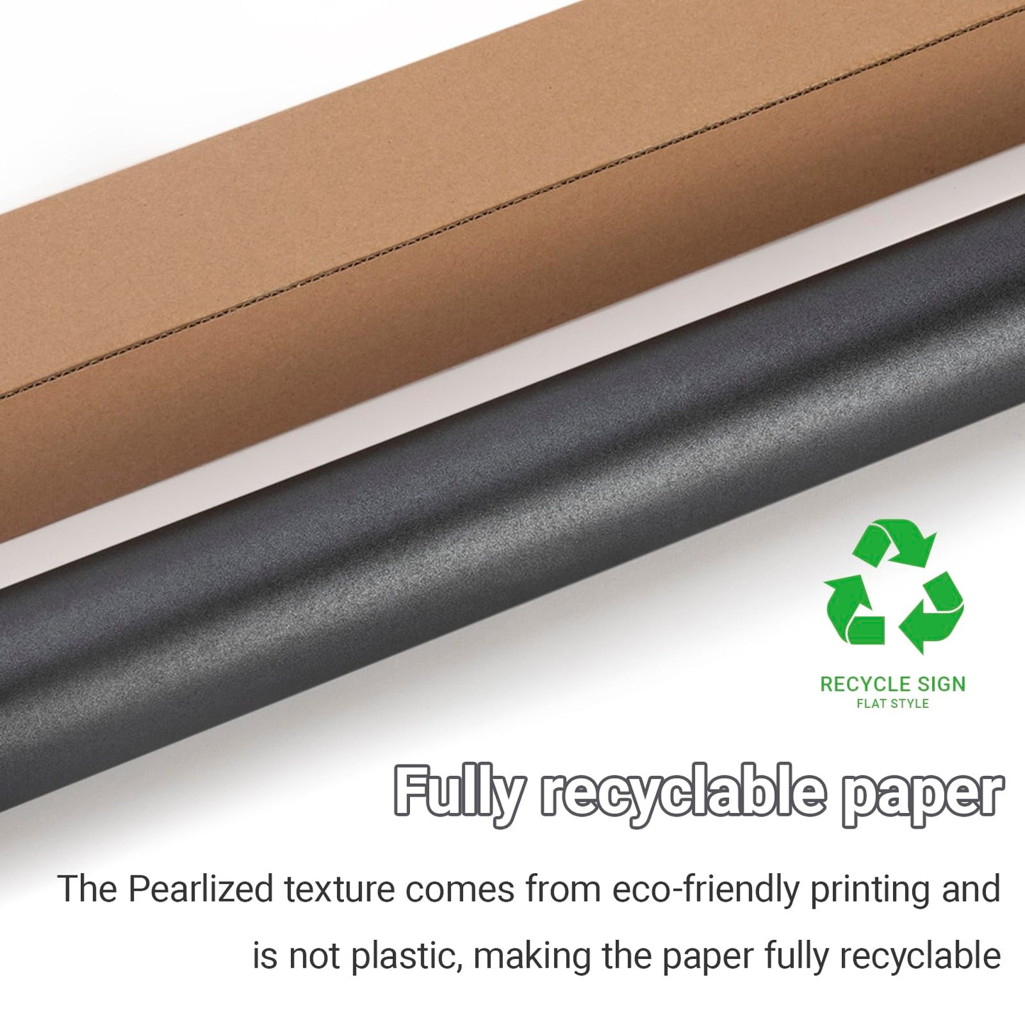 Rumvan Black Matte Wrapping Paper16.9 Inches X 39.3 Feet,Solid Color pearlescent Gift Wrapping Paper,Perfect for Valentine's Day,Birthday,Christmas,Graduation,Baby Shower,DIY Bouquet (Black colour)