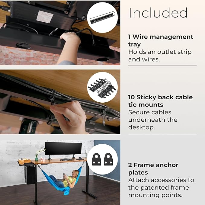 UPLIFTDESK V2 2-Leg Black Laminate Wood Standing Desk – Adjustable Height, Advanced 1-Touch Memory Keypad, Under Desk Cable Management, Wire Grommets & Rocker Board (Black C-Frame, 48 x 30 inch)