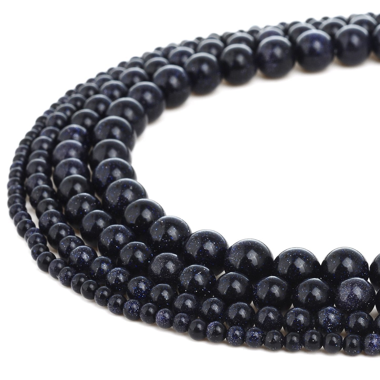 10mm Natural Blue Sandstone Beads Round Gemstone Loose Beads for Jewelry Making (36-38pcs/strand)