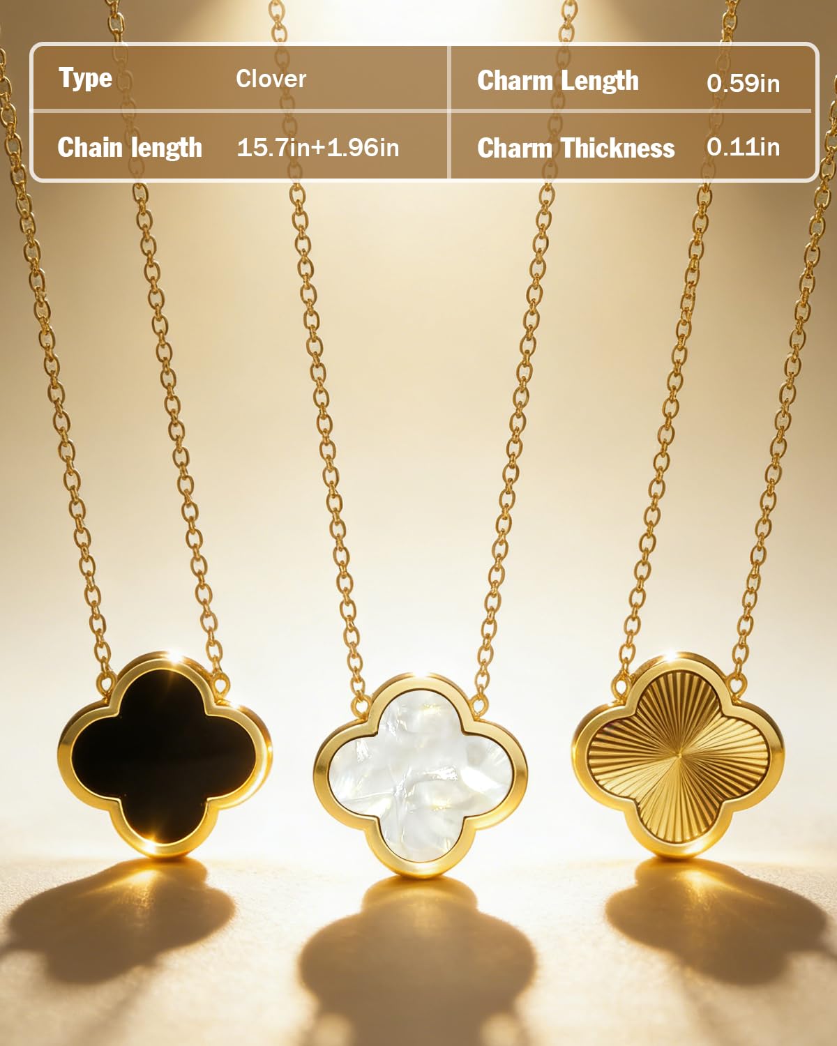 Aimétte Monette Dainty Four Leaf Clover Necklace for Women 18K Gold Plated Necklaces for Women Trendy Lucky Simple Women's Jewelry Sets Gifts Birthday Valentine's Day 3Pcs