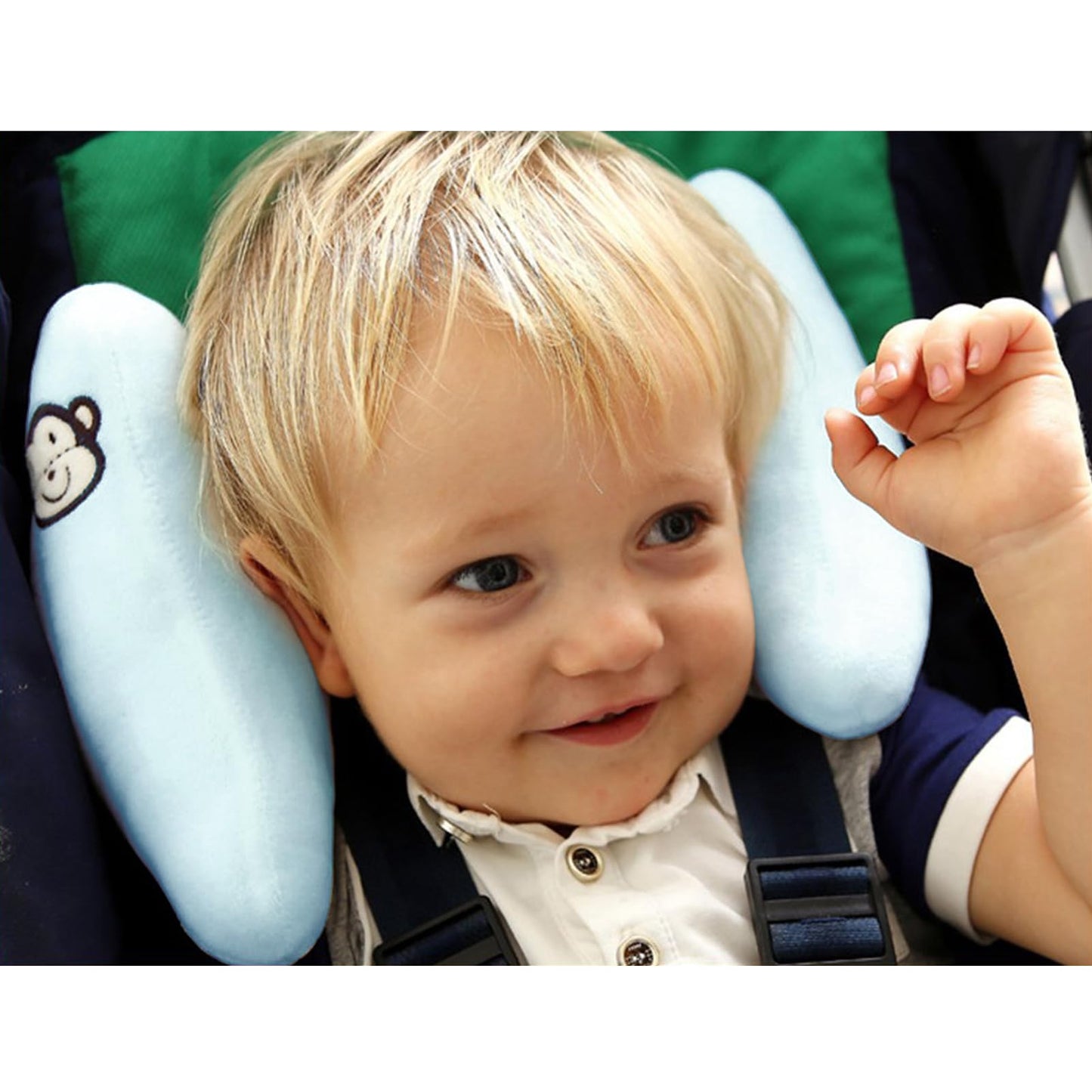 StoHua Adjustable Baby Head Neck Support Pillow,Baby Travel Pillow Cushion for Car Seat,Stroller Headrest Pillow for Infants,Head and Neck Support Pillow for Pushchair,Blue