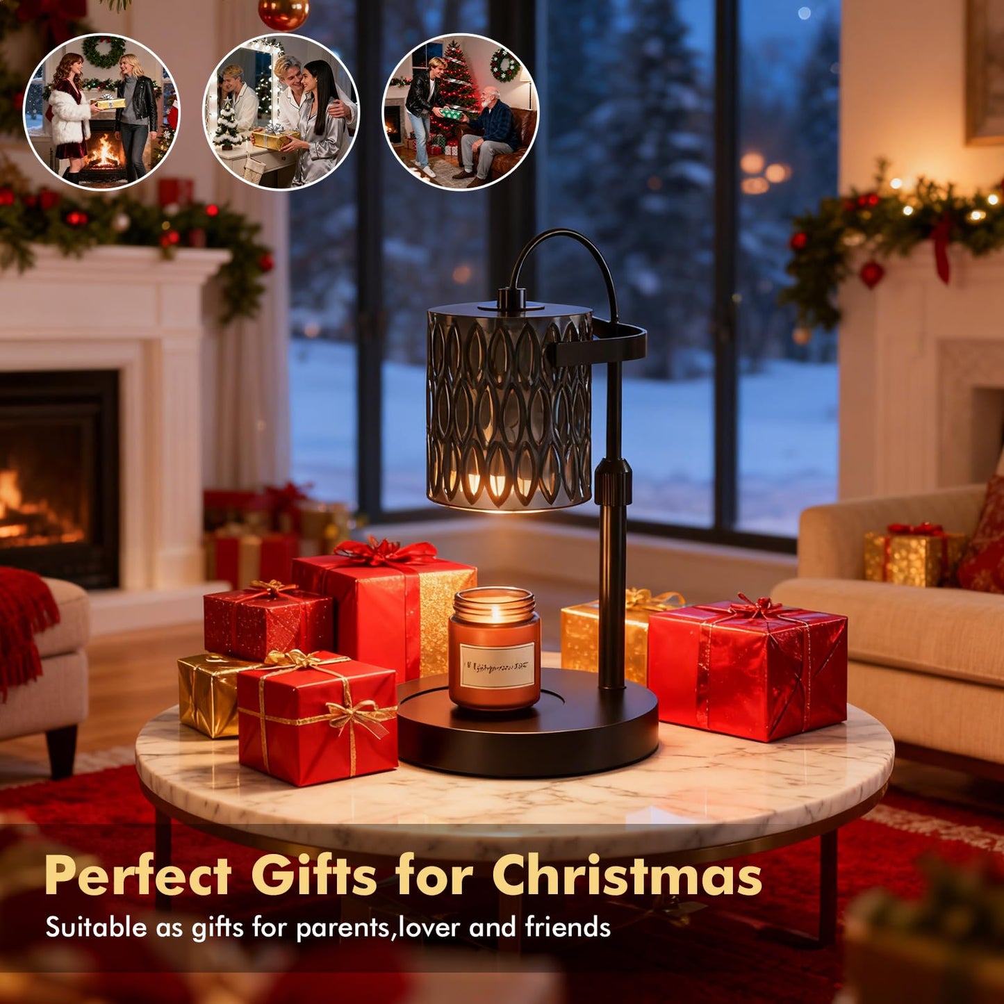 WYghyronic Candle Warmer Lamp with Adjustable Height & Timer - 4-Level Dimmable Wax Warmer for Jar Candles, Includes 2 Bulbs, Elegant Home Decor Gift