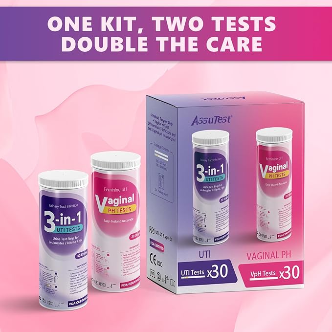 UTI Test Strips (UTI) Test Strip + Vaginal pH Test Kit for Women & Kids Urine Test Strips, Urinalysis Test Strip for UTI and Bladder, Easy at Home Urinary Tract Infection Test Kit.