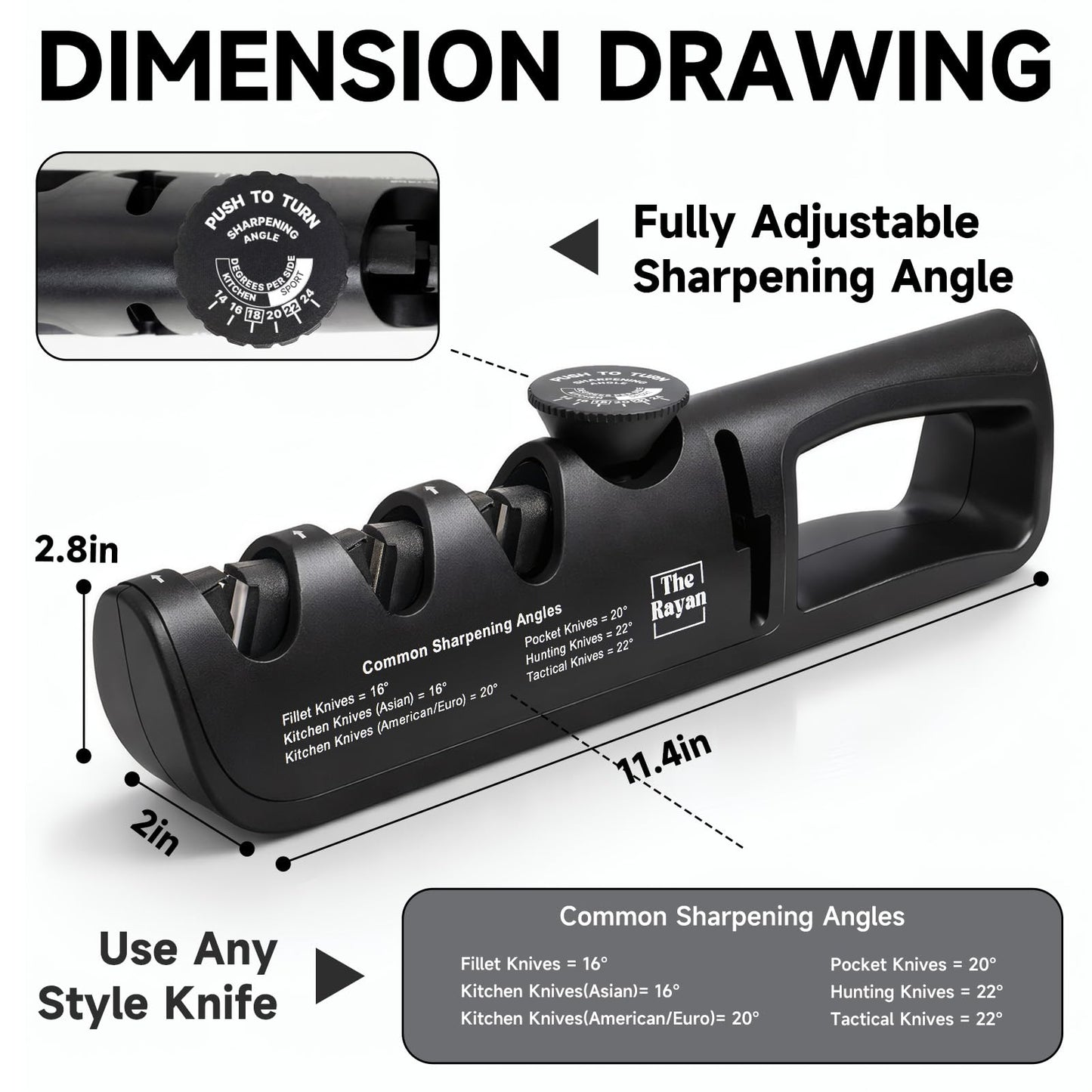Knife Sharpener, 4-in-1 with Non-Slip Base and Adjustable Angle Guide, Perfect for Fruit Knives, Steel Knives & Scissors, Repair, Restore & Polish Blade (Black and Red)