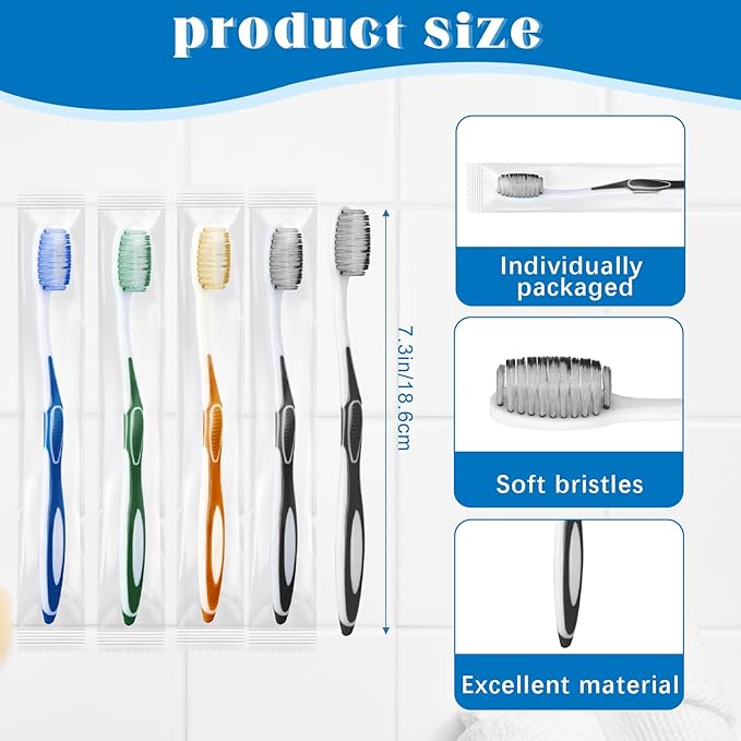 Maxcheck 200 Pack Colorful Prepasted Disposable Toothbrushes Bulk Individually Wrapped Toothbrushes with Toothpaste for Travel Hotel Donation Homeless Gift (Morandi Color)