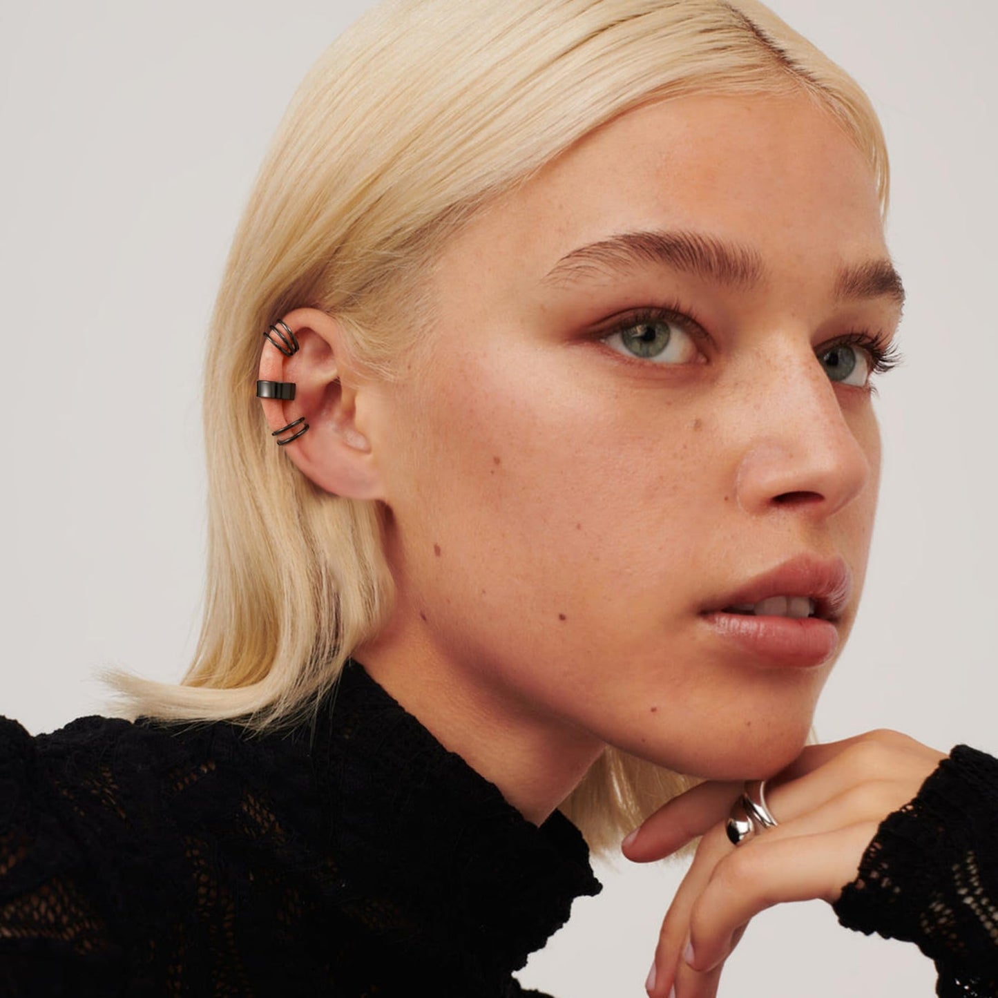 Ear Cuffs 925 Sterling Silver Black Cuff Earrings for Women Black Clip on Earrings Non Piercing Earrings Small Cartilage Cuffs Conch Earrings