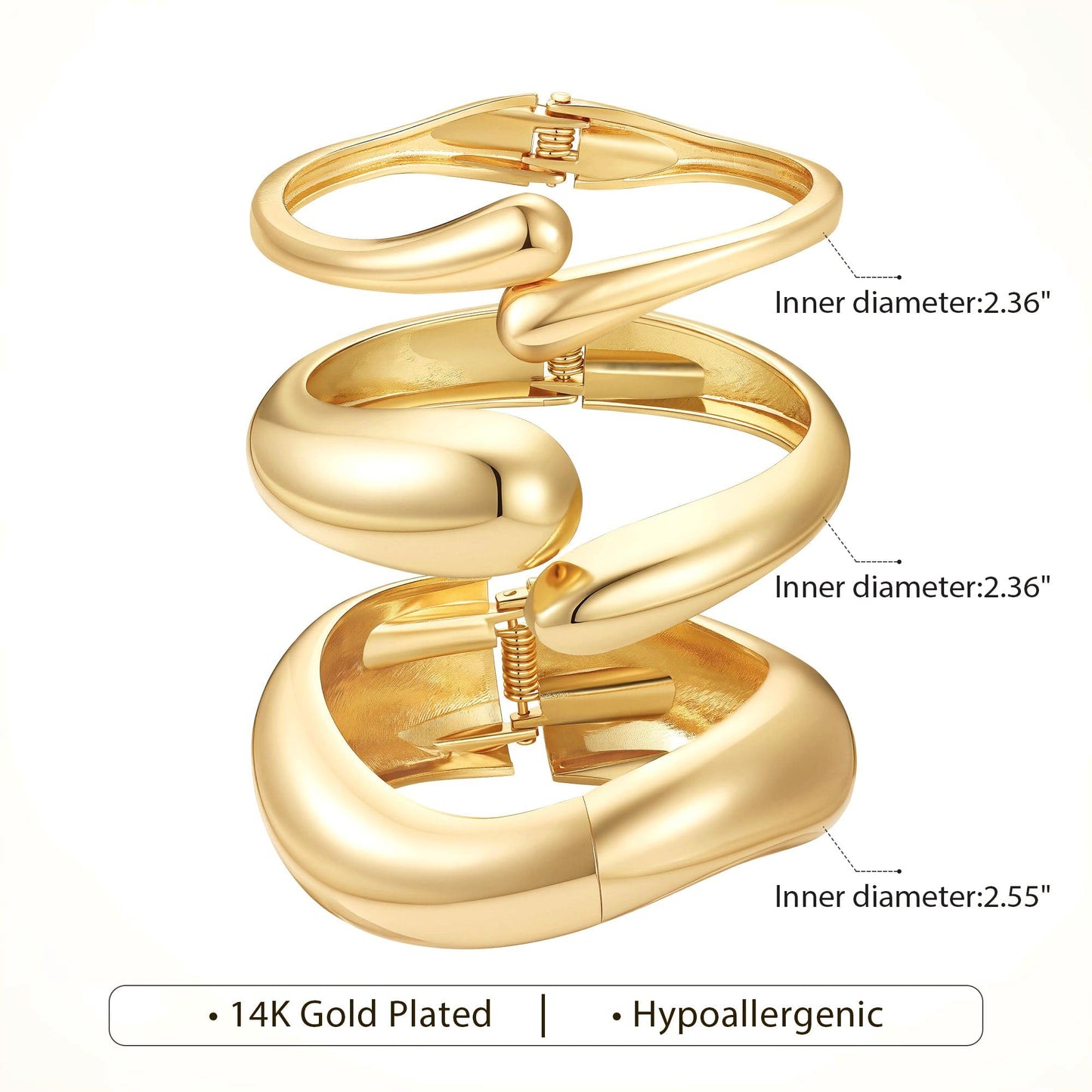 M MOOHAM Chunky Gold Bangle Bracelets for Women, Dainty 14k Gold-Plated Chunky Stackable Statement Bangles Bracelet Stack Twist Cuff Bracelet Sets for Women Trendy Jewelry Gifts